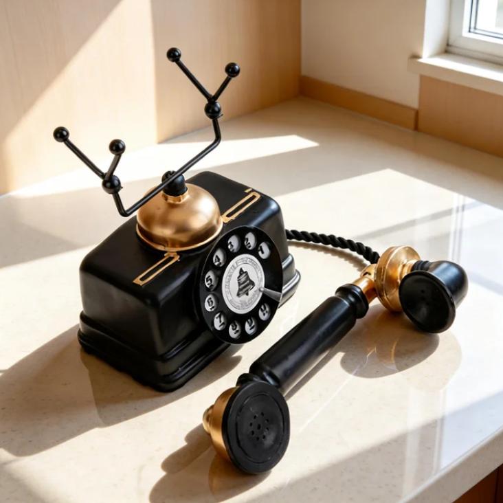 thumbnail video image 2 of Vintage Landline Phone Decor，Antique Telephone Wired Landline Home Desk School Decor, 2 of 12