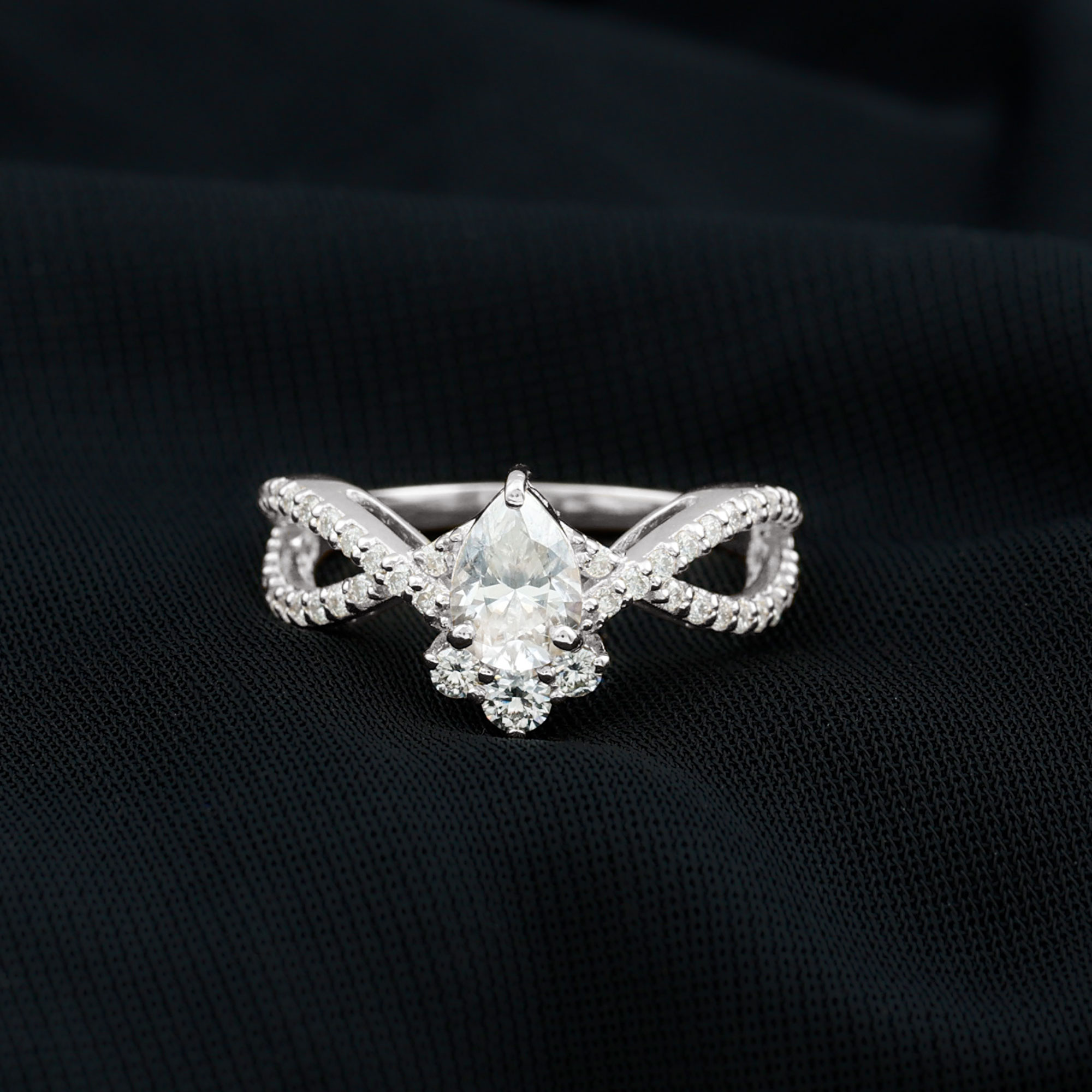 thumbnail video image 2 of Rosec Jewels Designer Engagement Ring - 5X7 MM Pear Shaped Ring - EF-VS Quality Certified, 18K Yellow Gold, US 11.50, 2 of 10