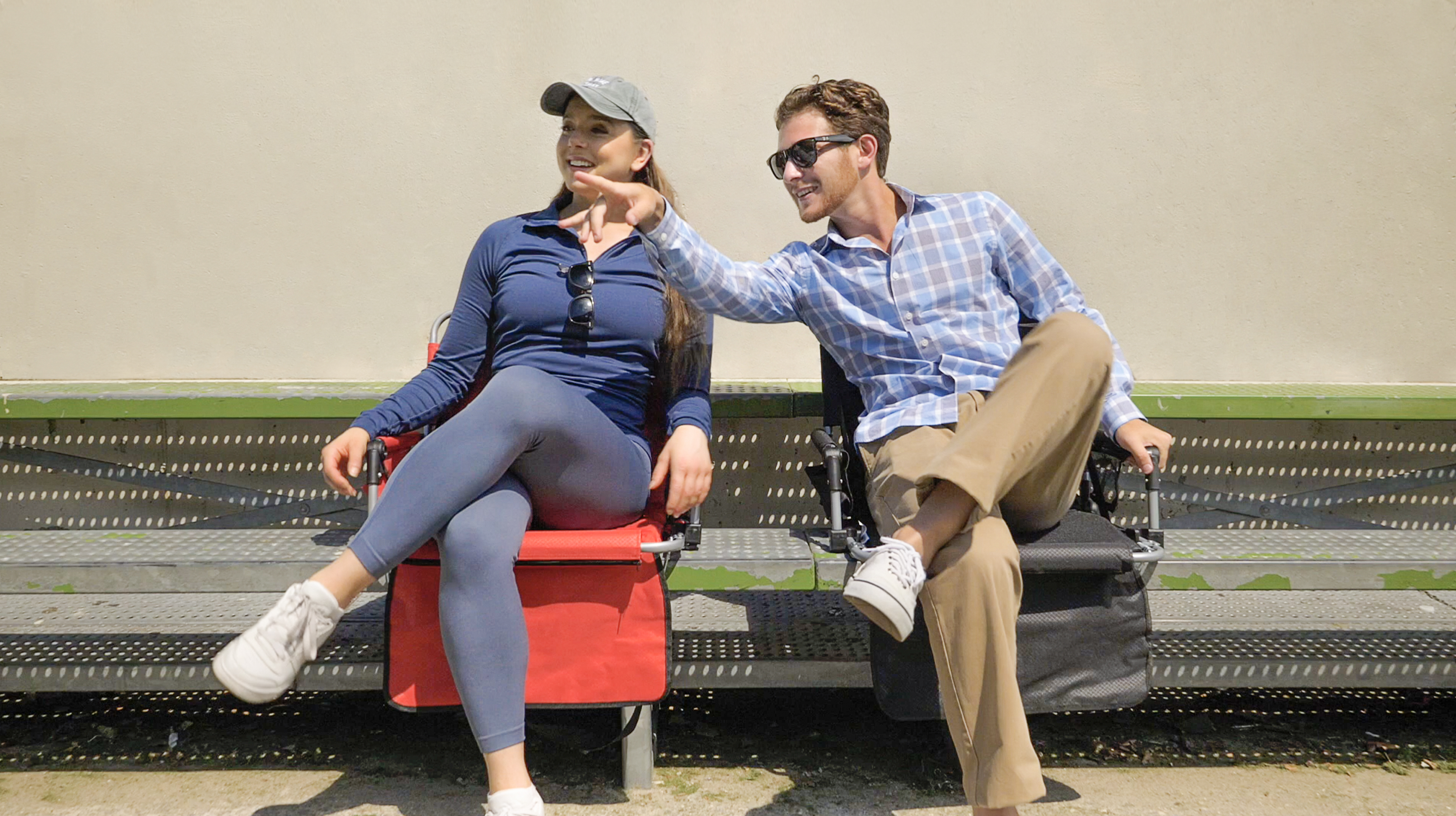 thumbnail video image 2 of Alpcour Folding Portable Stadium Seat with Padded Backrest, Armrests, Storage Pockets, and Cup Holder - Black, 2 of 10