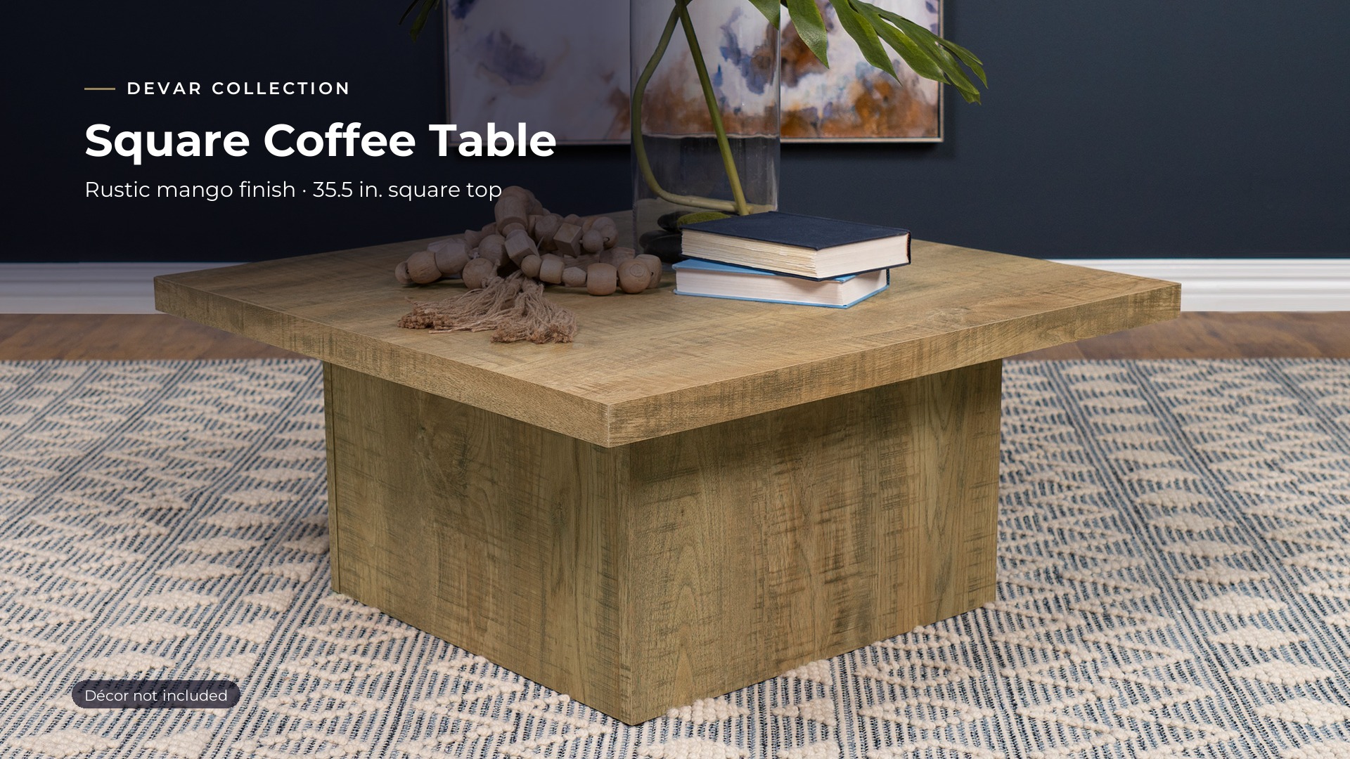 thumbnail video image 2 of Coaster Devar Square Engineered Wood Coffee Table, Mango Brown, 2 of 11