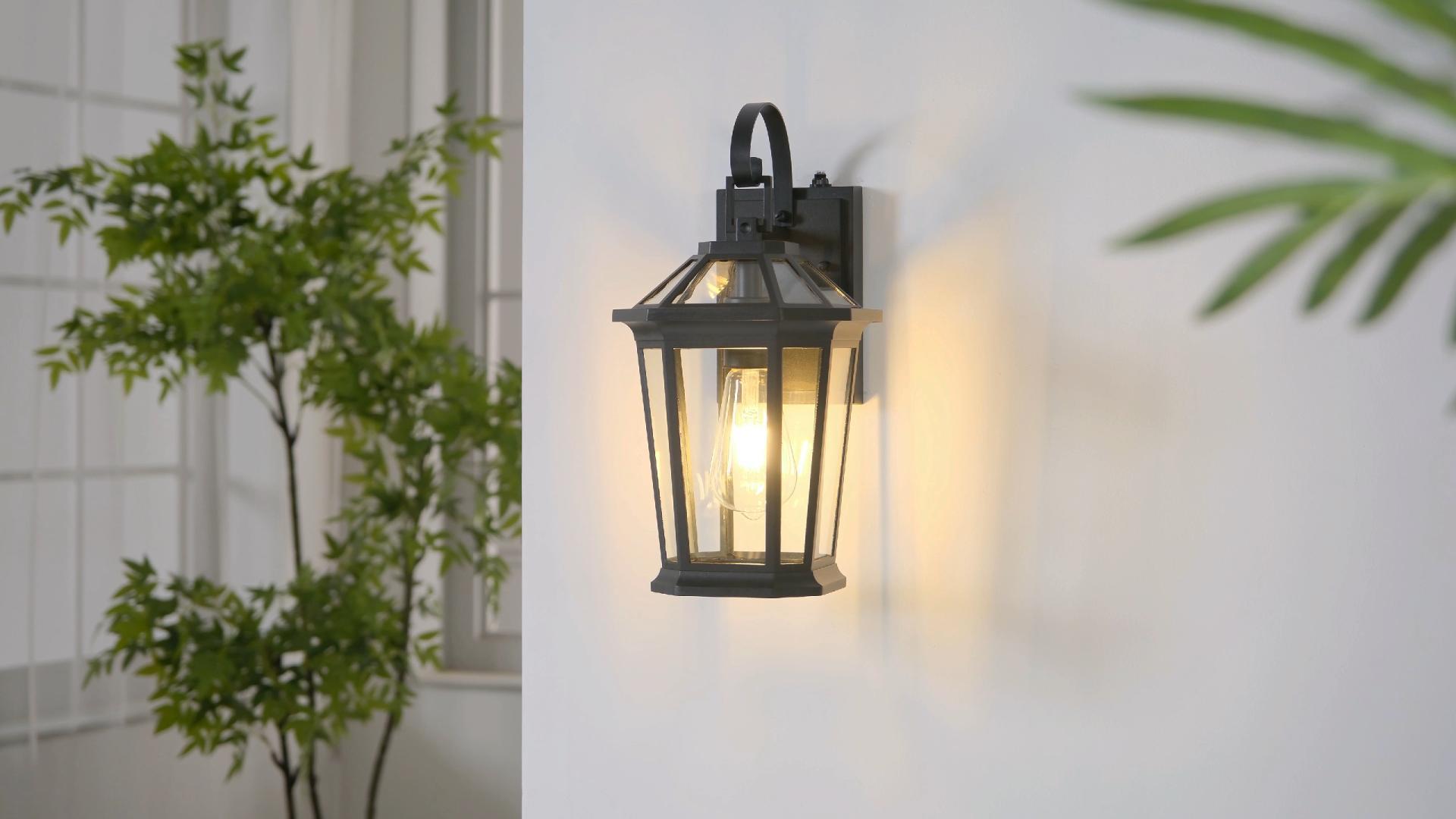 thumbnail video image 2 of VIANIS Dusk to Dawn Outdoor Lanterns, Modern Golden Wall Light Fixtures, 100% Aluminum Waterproof Gold Porch Light for House Patio, 2 of 10