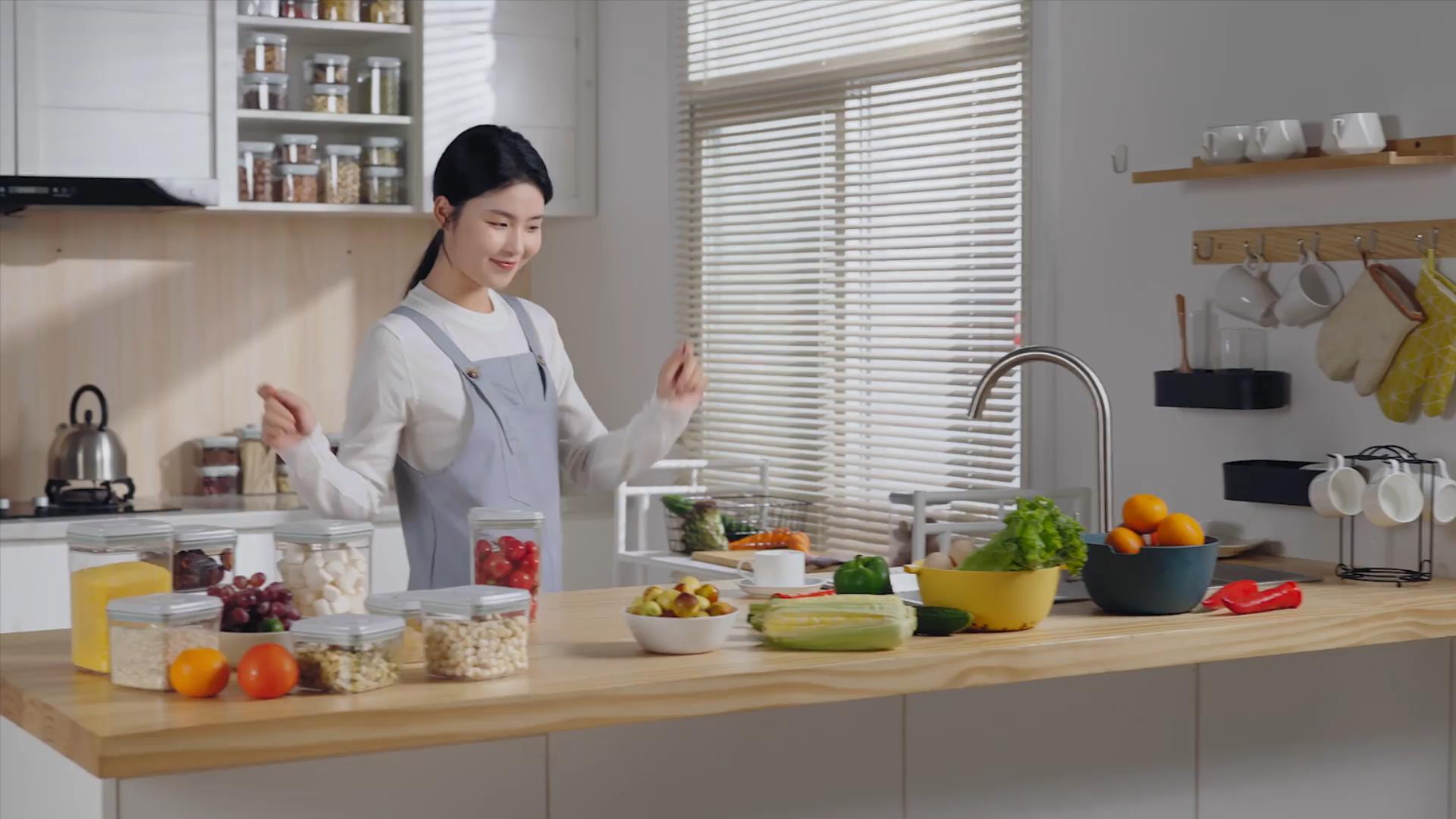 thumbnail video image 2 of ANKOU 3-Piece 1.2Qt Airtight, BPA-Free Plastic Food Storage Containers for Kitchen and Pantry, 2 of 6