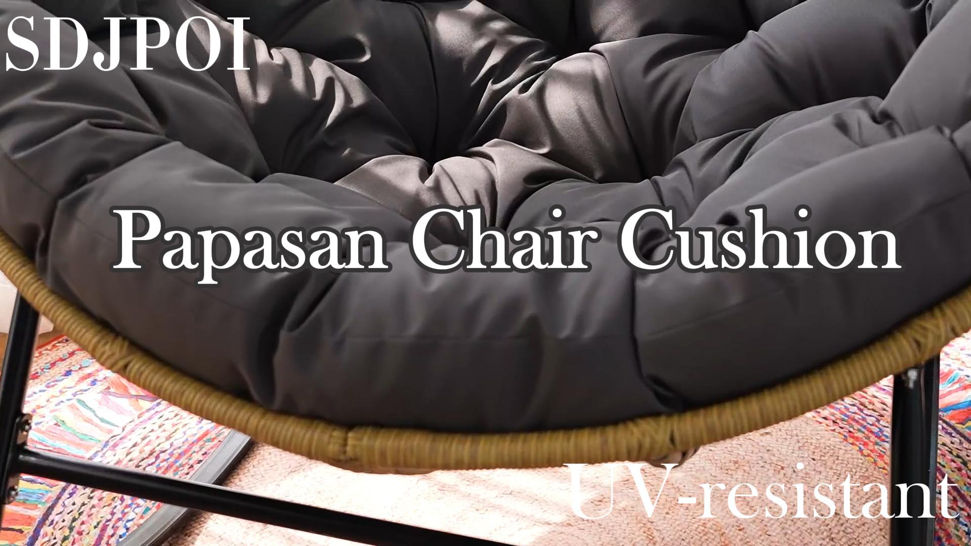 thumbnail video image 2 of SDJPOI Outdoor Patio Rocking Chair Cushion, Waterproof & Fade Resistant Tufted Egg Chair Cushion with 6 Straps, Wicker Papasan Chair Cushion for Indoor & Outdoor, 2 of 8
