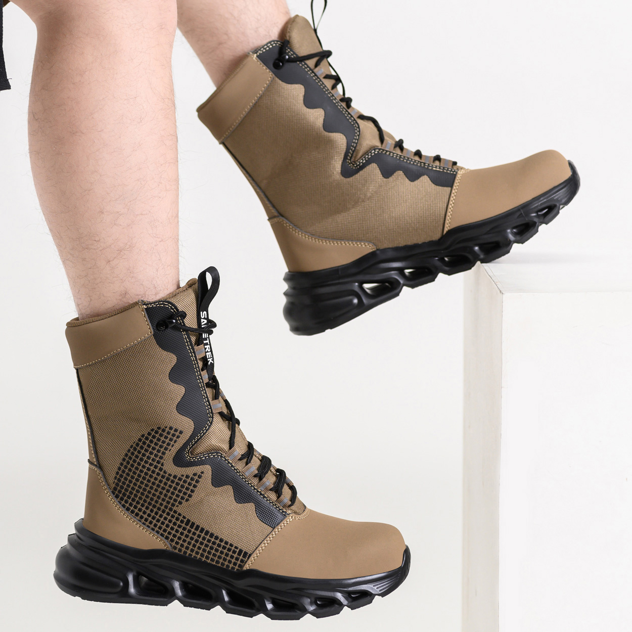 thumbnail video image 2 of Steel Toe Boots for Men Indestructible Non Slip Comfortable Work Boot Safety Construction Shoes, 2 of 11