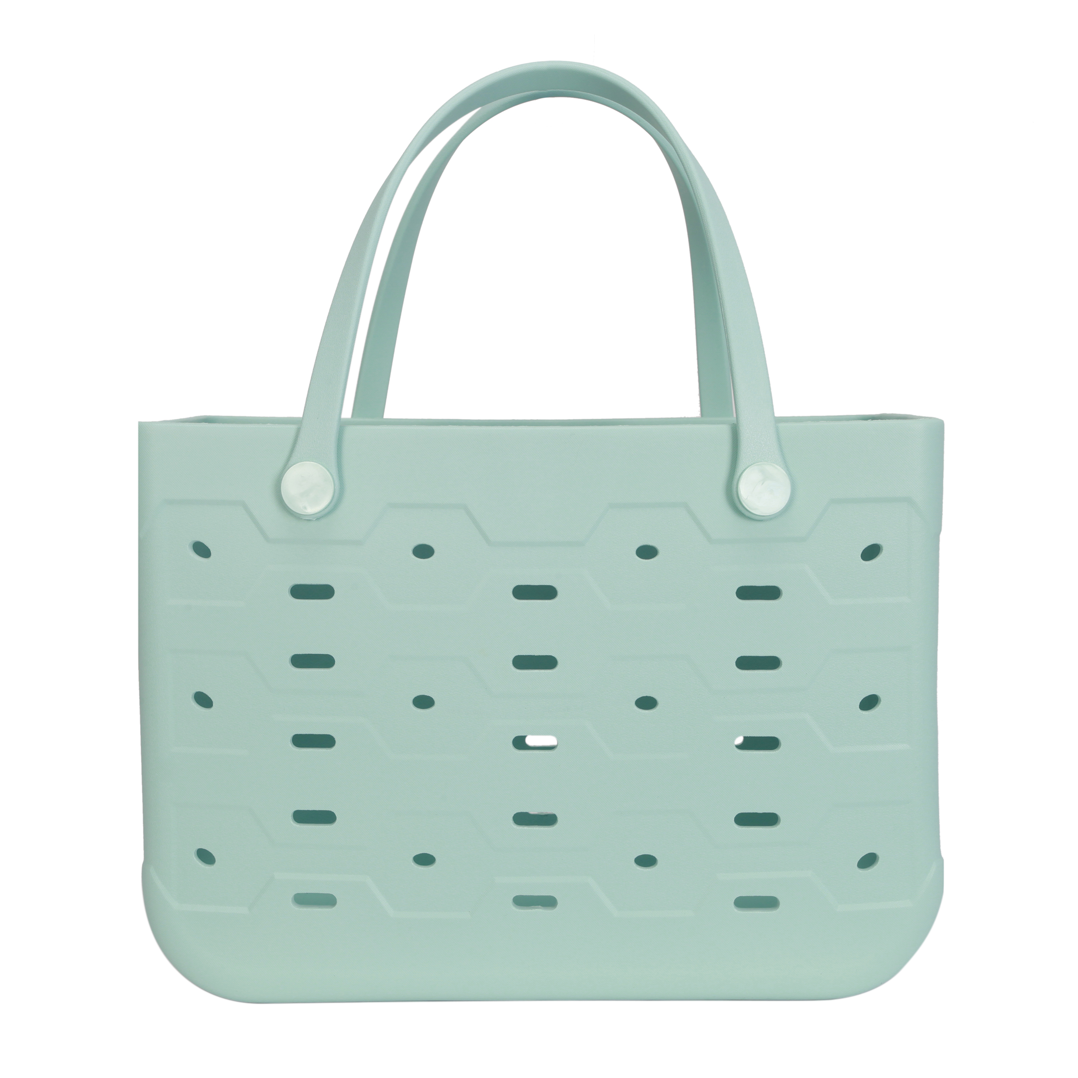 thumbnail video image 2 of Mainstays All Purpose, Large EVA Flex Tote – 18in W x 8.75in D x 13in H – Waterproof, Washable - Classic Mint, 2 of 8