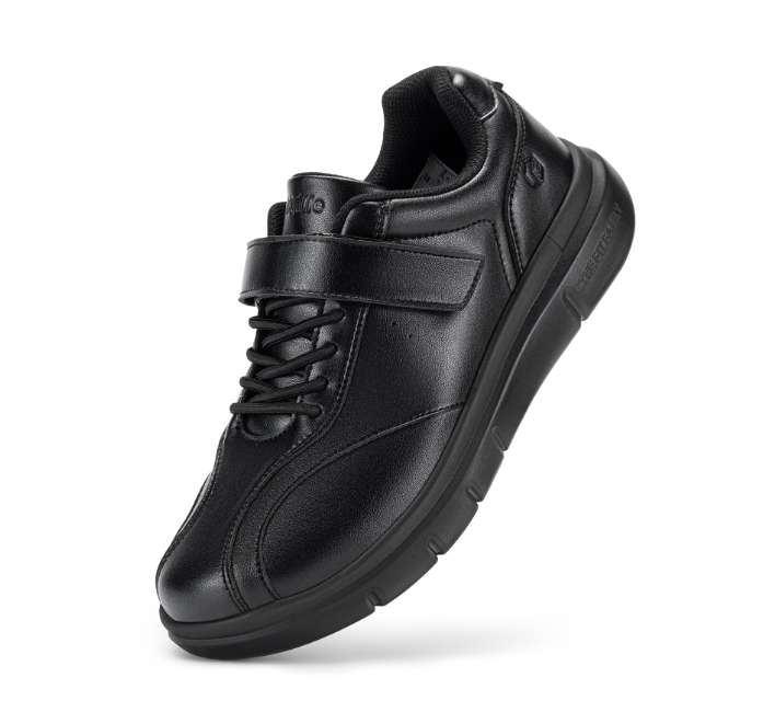 thumbnail video image 2 of FitVille Men's Wide Slip-Resistant Diabetic Shoes for Men Arch Support Adjustable Dress Shoes for Swollen Foot, 2 of 8