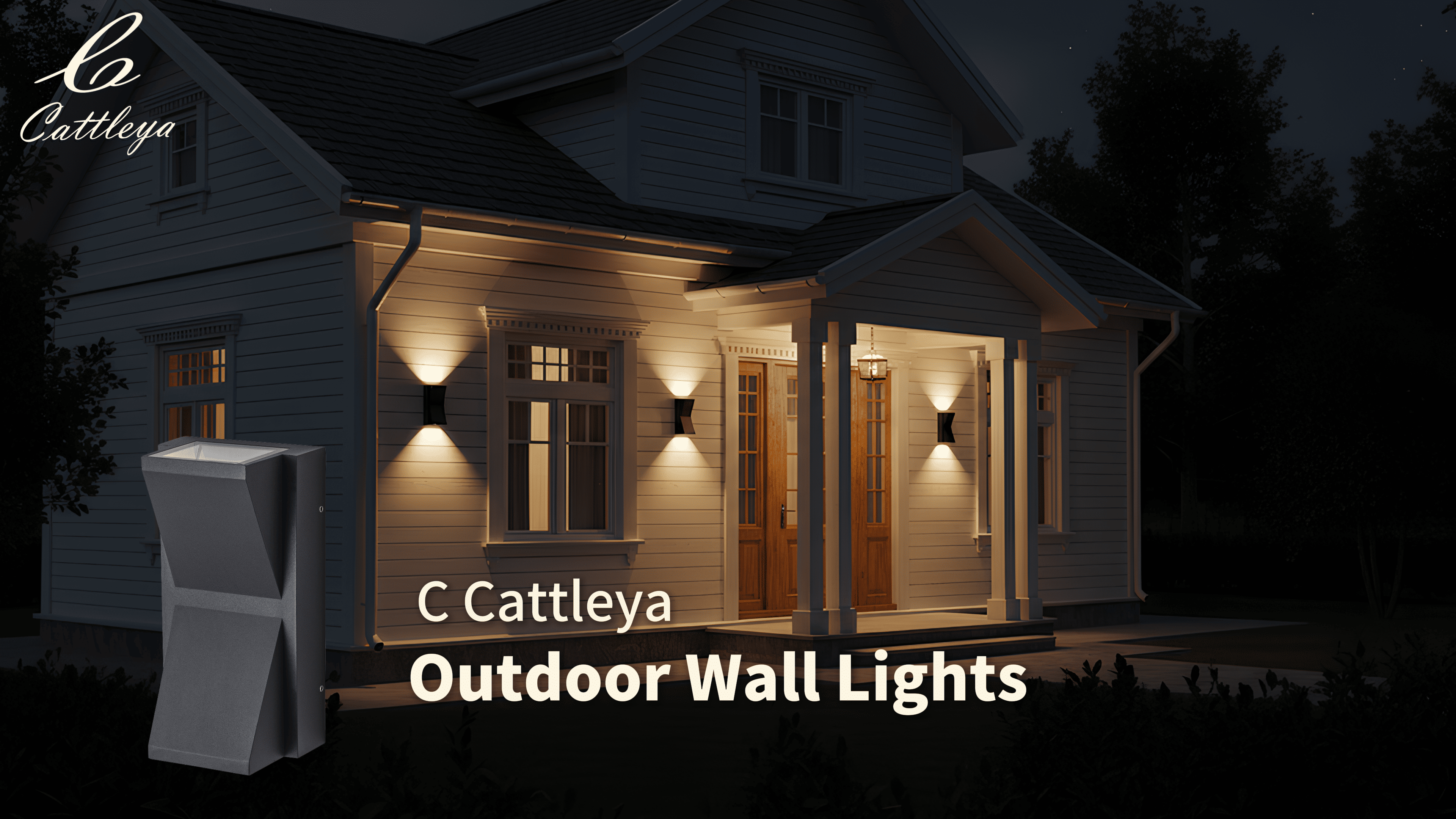 thumbnail video image 2 of C Cattleya 8inch 2-Light Matte Black Aluminum Outdoor Wall Light, 2 of 9