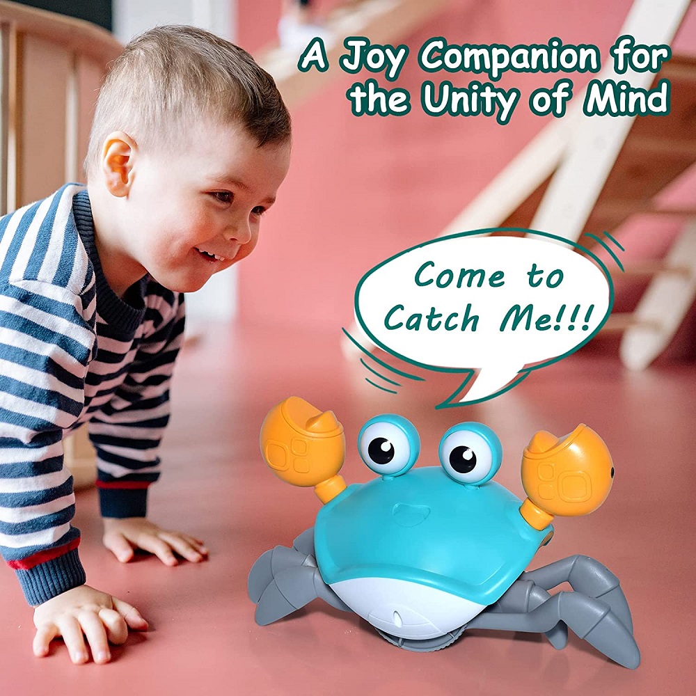 thumbnail video image 2 of Crawling Crab Toy for Baby Tummy Time with Music, Cute Walking Crab Babies Sensory Toy, 2 of 9