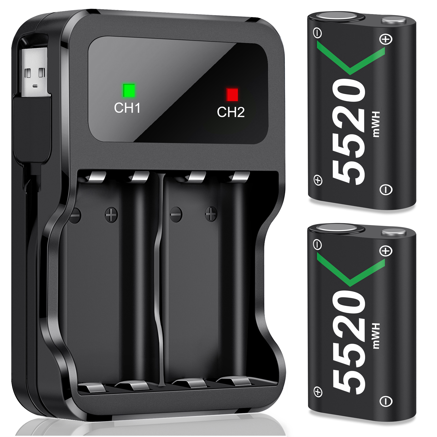 thumbnail video image 2 of BEBONCOOL Rechargeable Battery Pack for Xbox One/Xbox Series X|S,2x5520mWh Controller Battery Pack Compatible with Xbox One S, Xbox One X, Xbox One Elite Controller,Xbox Accessories, 2 of 8