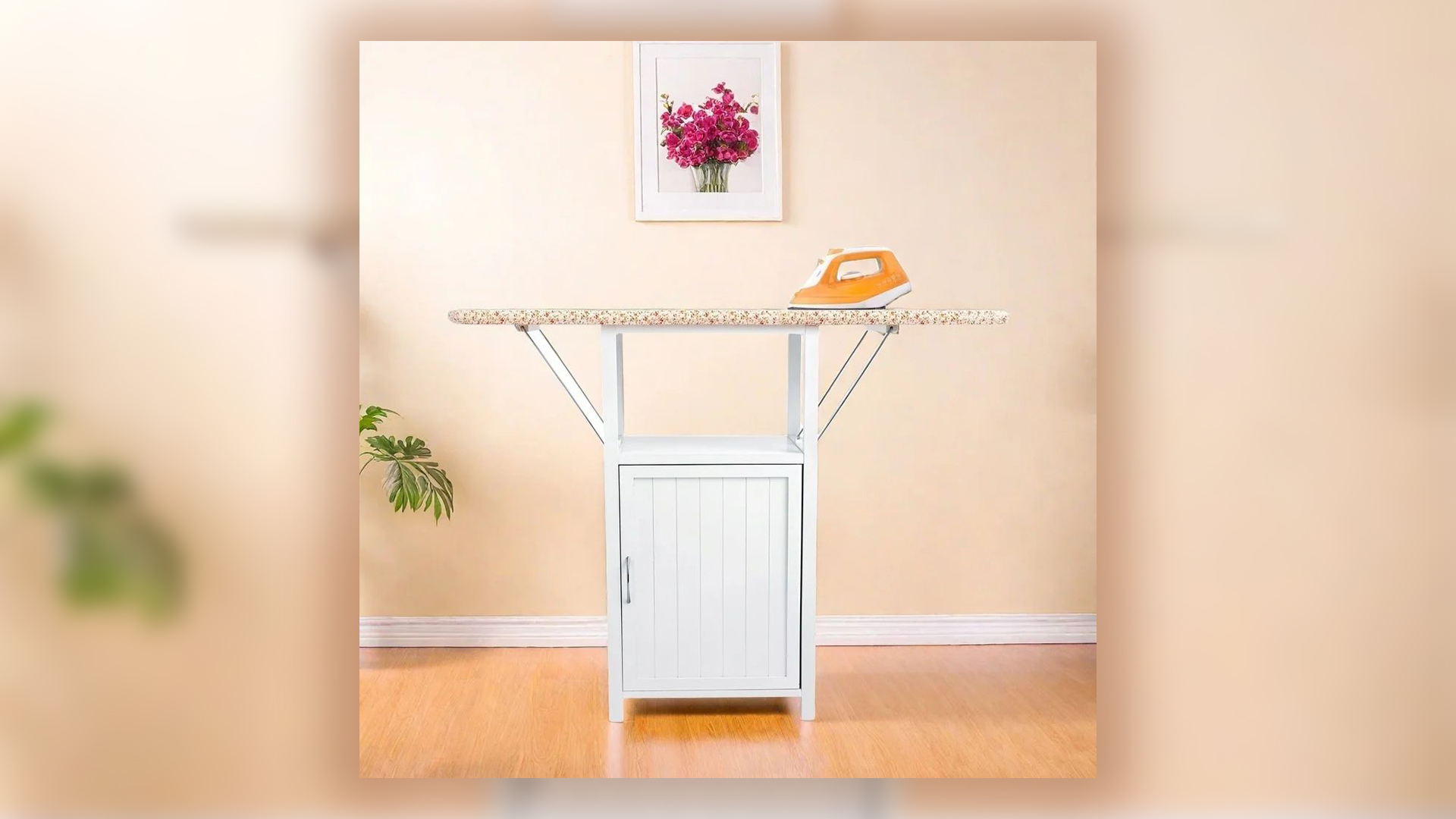 thumbnail video image 2 of MIDOQIN Ironing Board with Storage Cabinet, Wood Foldable Ironing Storage Station,  Ironing Board Cabinet for Home, Apartment Small Spaces, 2 of 9
