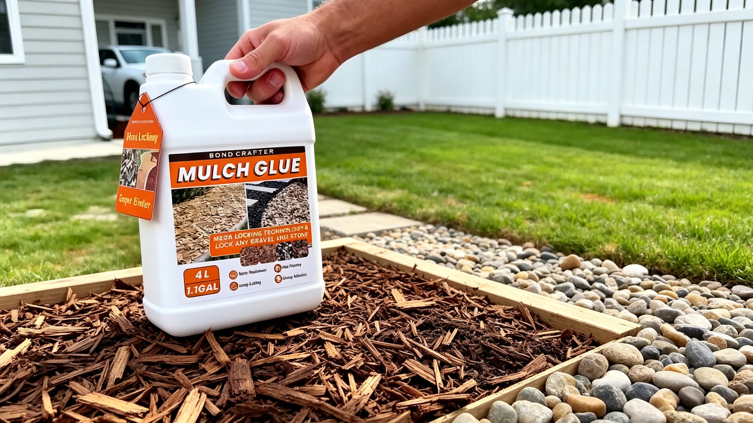 thumbnail video image 2 of Bond Craftor Mulch Glue, 1.1 Gal Pet Friendly Non-Toxic Gravel Binder for Garden Walkways Landscaping, 2 of 11