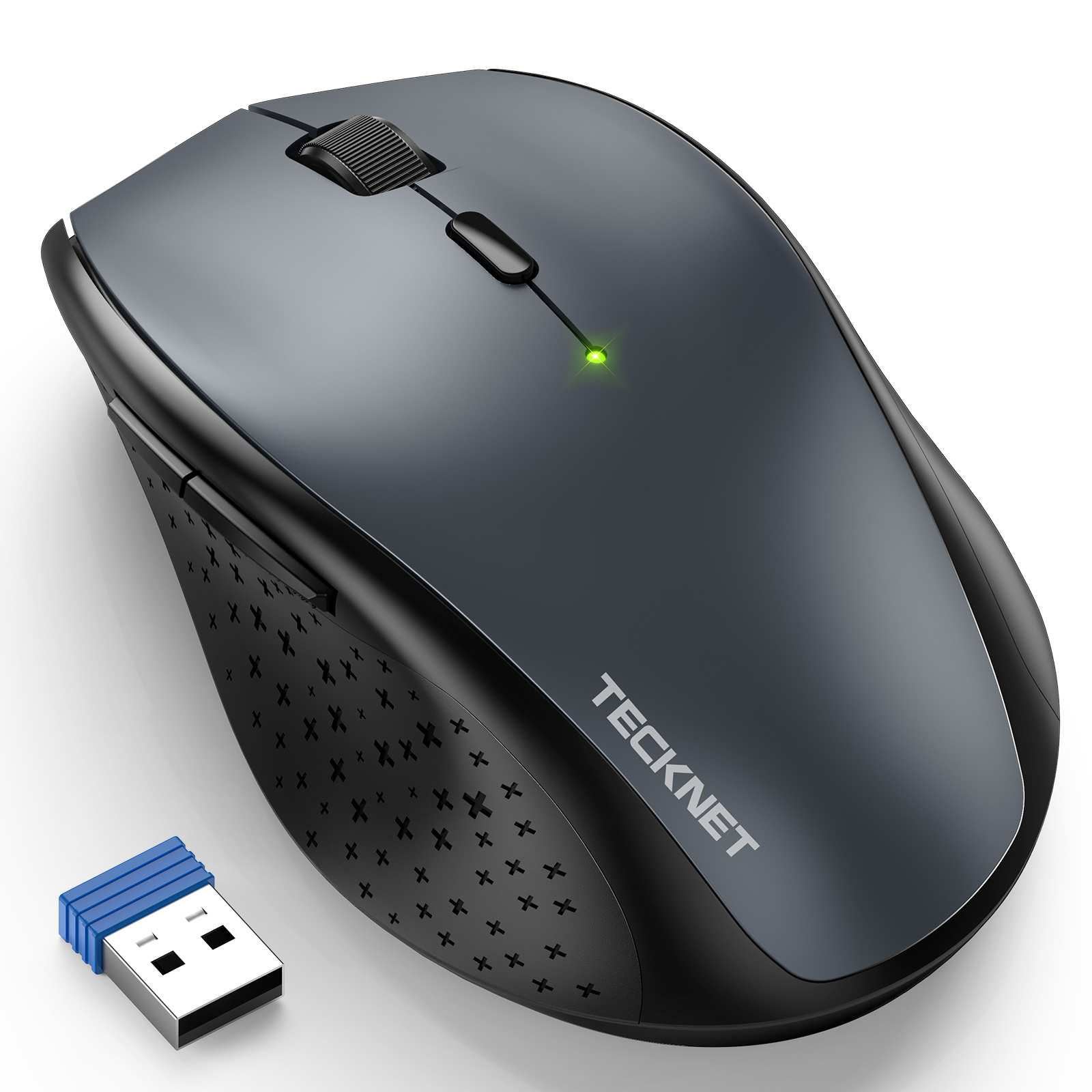 thumbnail video image 2 of TECKNET Wireless Mouse, 2.4G USB Computer Mouse with 6-Level Adjustable 4800 DPI, Silent Quiet Click，30 Months Battery, Ergonomic Grips, 6 Buttons Portable for PC, Chromebook, Mac - Grey, 2 of 8
