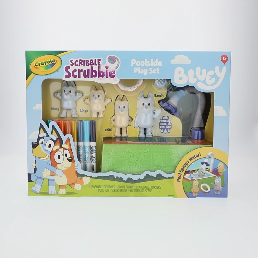 Crayola Scribble Scrubbie Pets Bluey Poolside Playset (4ct), Bluey