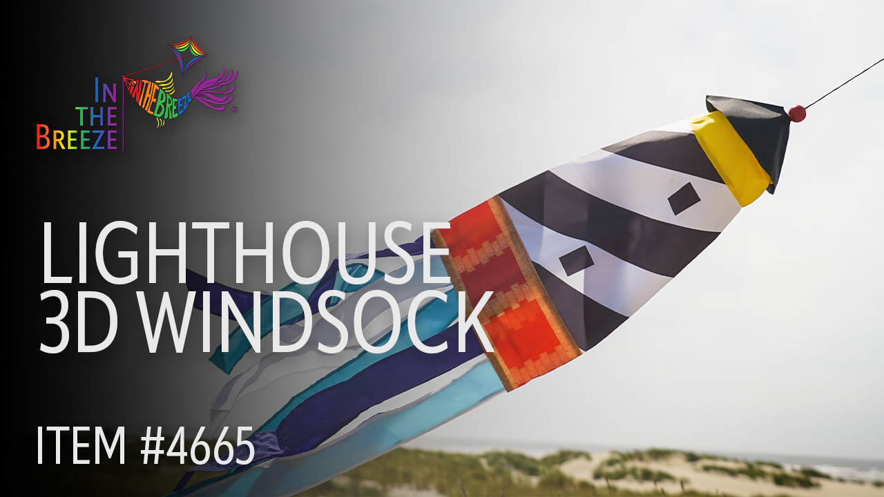thumbnail video image 2 of In The Breeze 4665 — 3D Lighthouse Windsock — Fun and Colorful Nautical, Costal Hanging Decoration, 2 of 6
