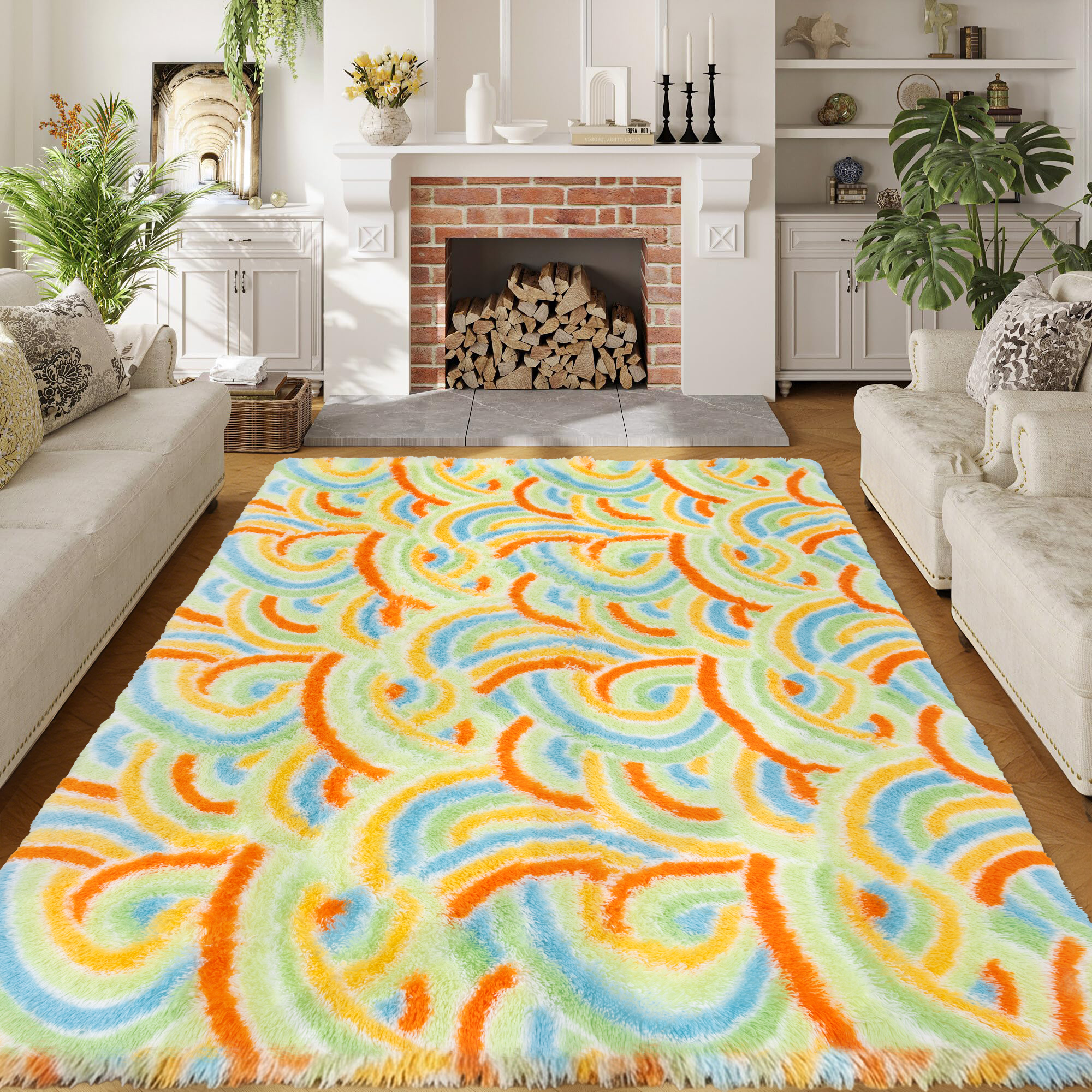 thumbnail video image 2 of MeyJey 3'x 5' Shag Area Rug, Soft Fluffy Area Rugs for Kids Room Living Room Bedroom Decor Carpet, Pink, 2 of 15