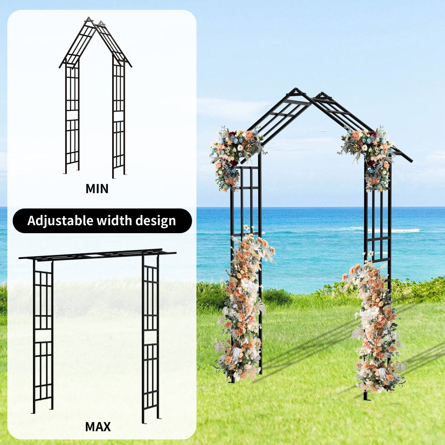 thumbnail video image 2 of Olurrisa Metal Garden Arch Trellis 78" Tall Outdoor Iron Plant Support - Heavy Duty Rust-Resistant Structure for Roses, Vines & Climbing Plants, 2 of 9