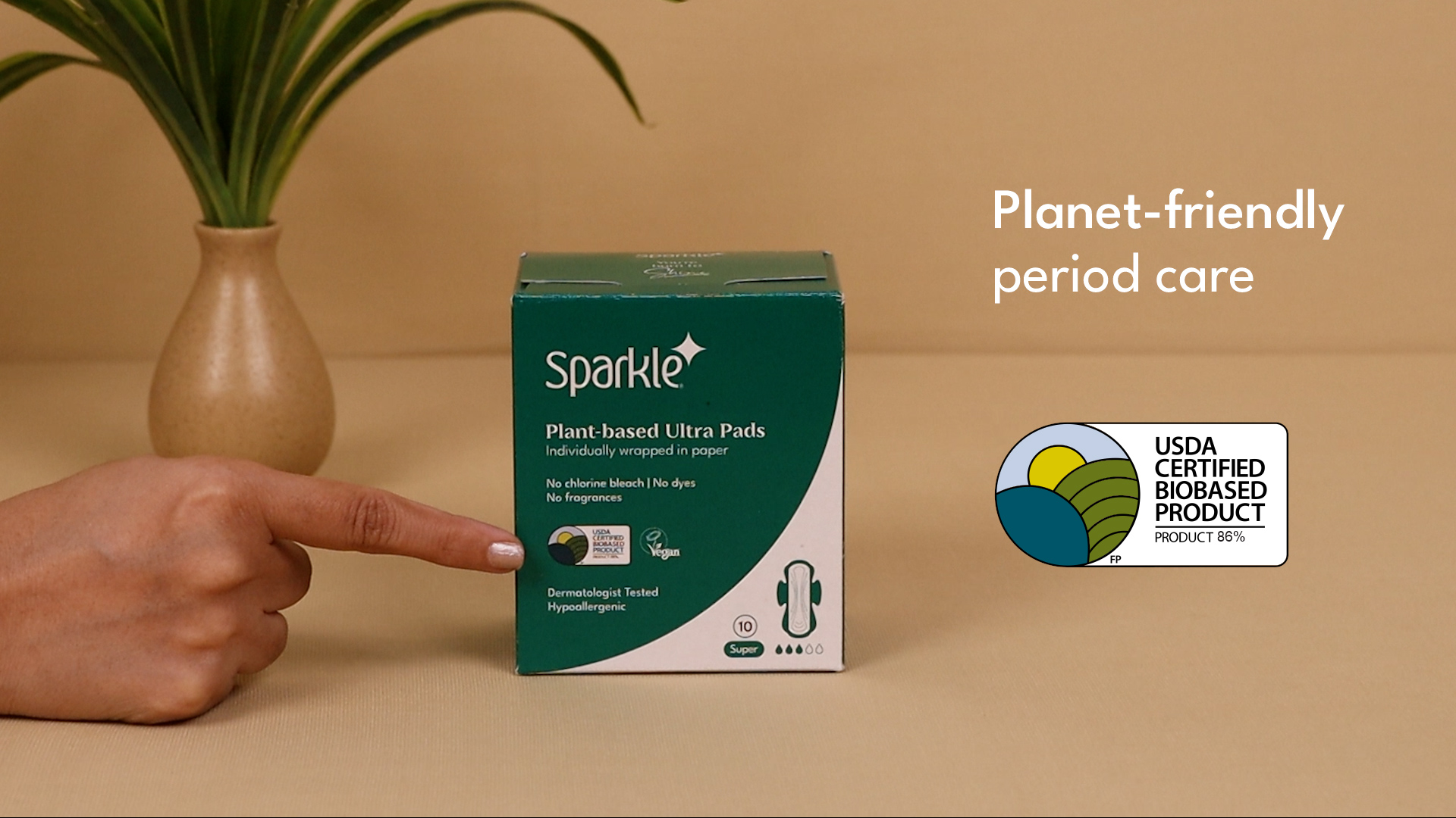 thumbnail video image 2 of Sparkle Pads for Women, Plant-Based Ultra Thin Pads for Sensitive Skin, Feminine Care, Organic Sanitary Napkins, Super Soft & Leak-Proof - with Wings, Medium Absorbency, Unscented (Super, 10 Count), 2 of 11