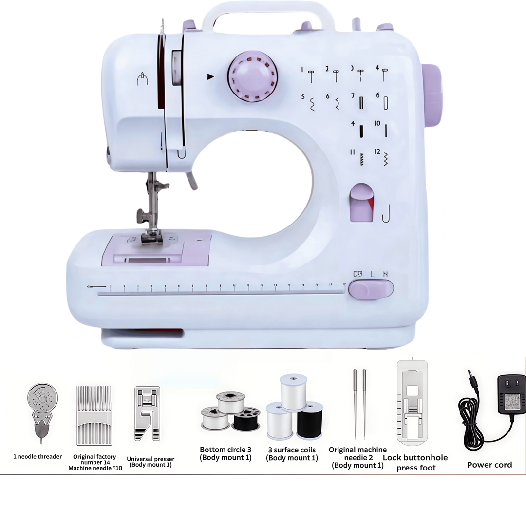 thumbnail video image 2 of Mini sewing machine, built-in 12-needle multi-function pedal automatic sewing machine, suitable for beginners, send wife/mother/friend Valentine's Day gift, 2 of 11