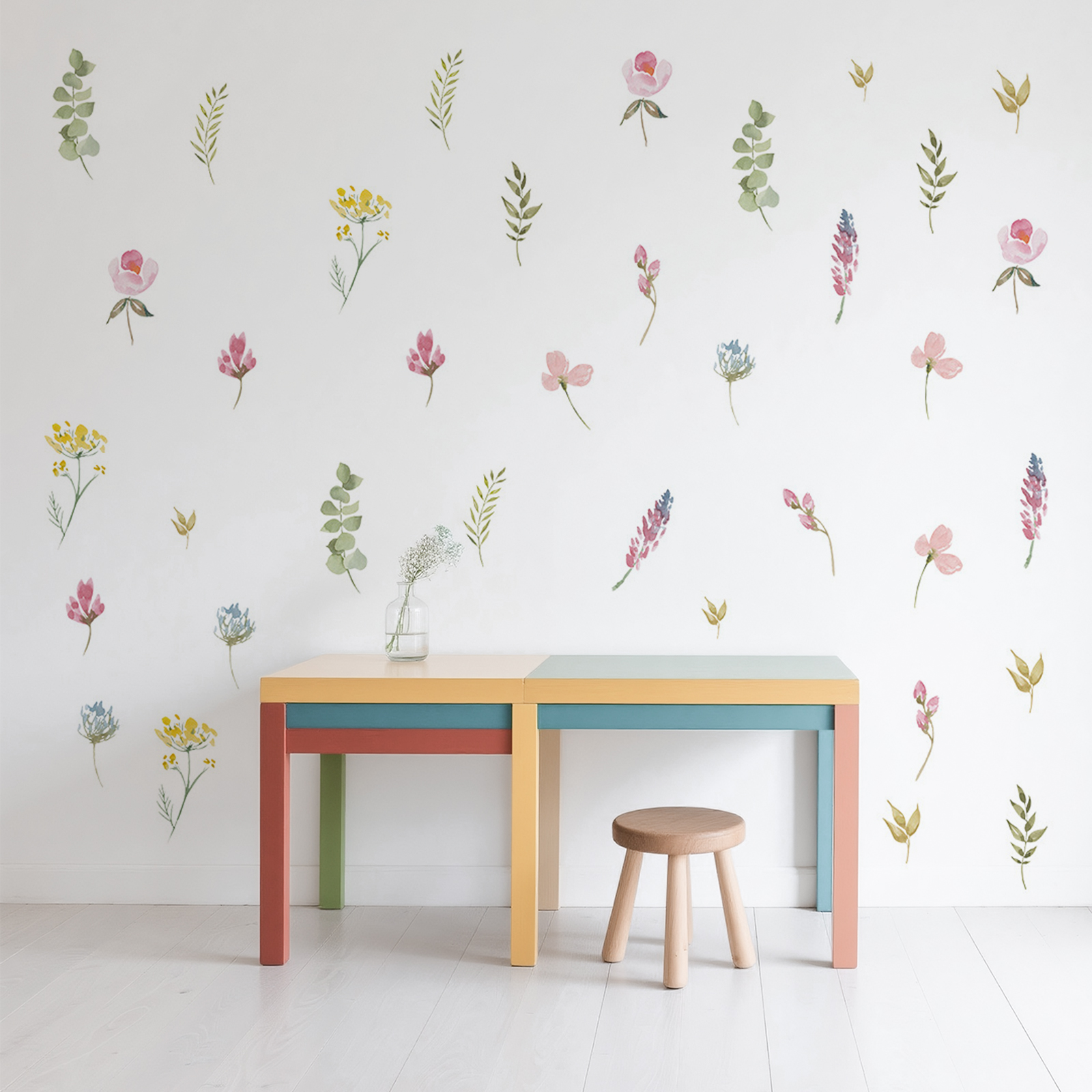 thumbnail video image 2 of Lockways Flowers Wall Decals Stickers Removable Stick Colorful Dragonflies Floral Wall Murals Decor for Bedroom Living Room, 2 of 8