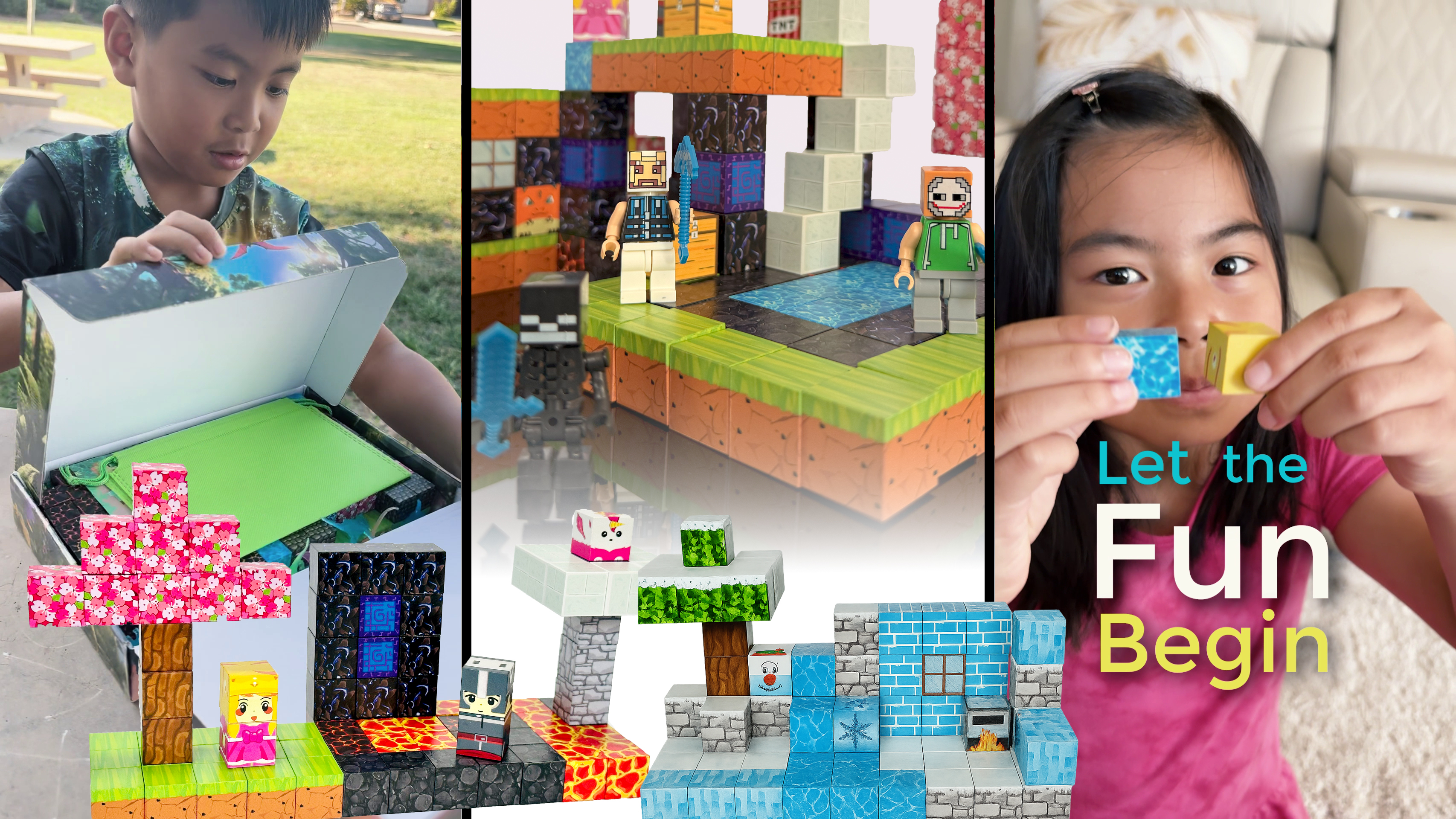 thumbnail video image 2 of uMadeUs Magnetic Blocks Building Set - 45-pc with Magnet Storage Tin Box - Puzzle Cubes as STEM Toys for Kids - Toddlers Sensory Construction Tiles - Ages 3+ Creative Educational - Frozen Theme, 2 of 9