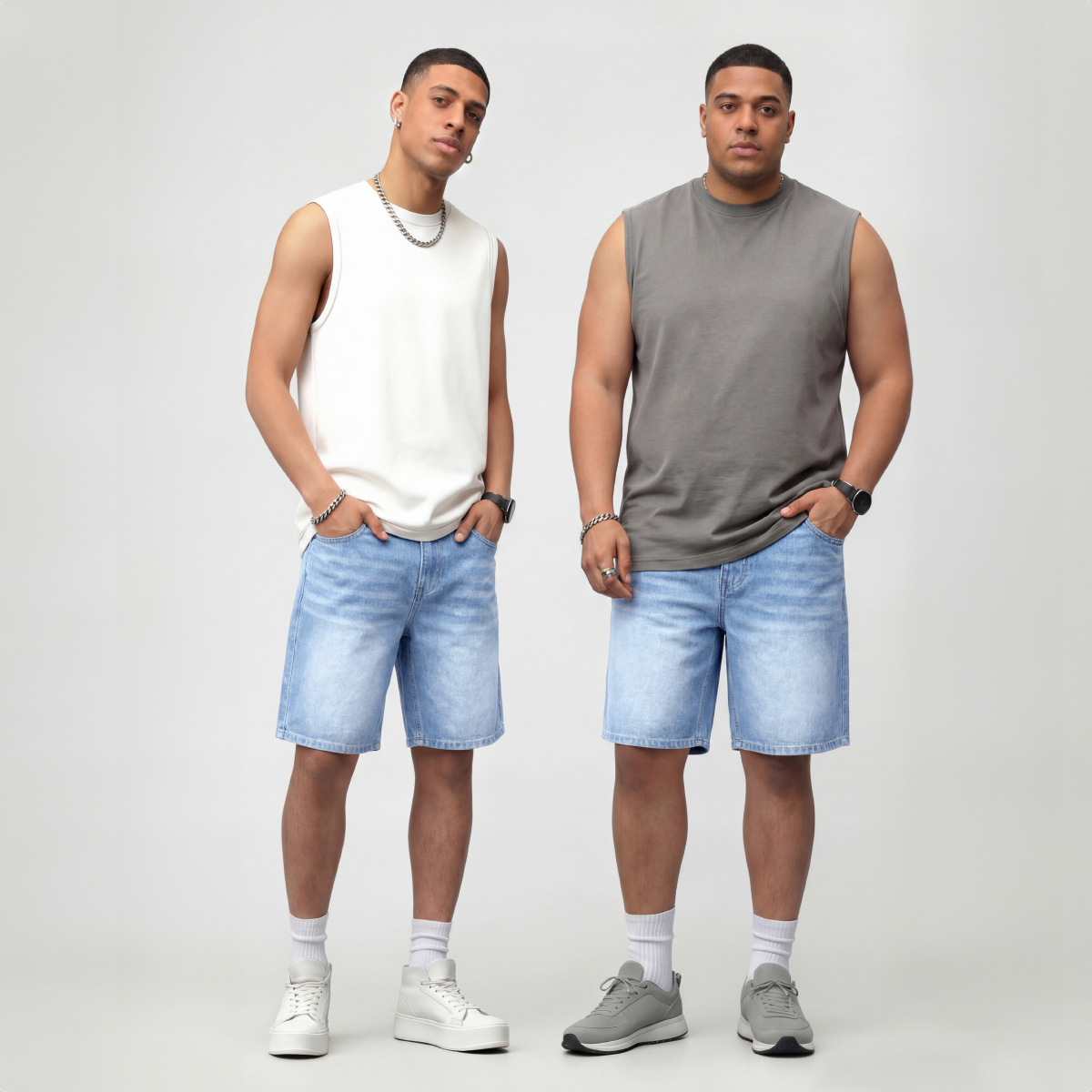 thumbnail video image 2 of GINGTTO Men's Relaxed Fit Baggy Denim Shorts, 2 of 7