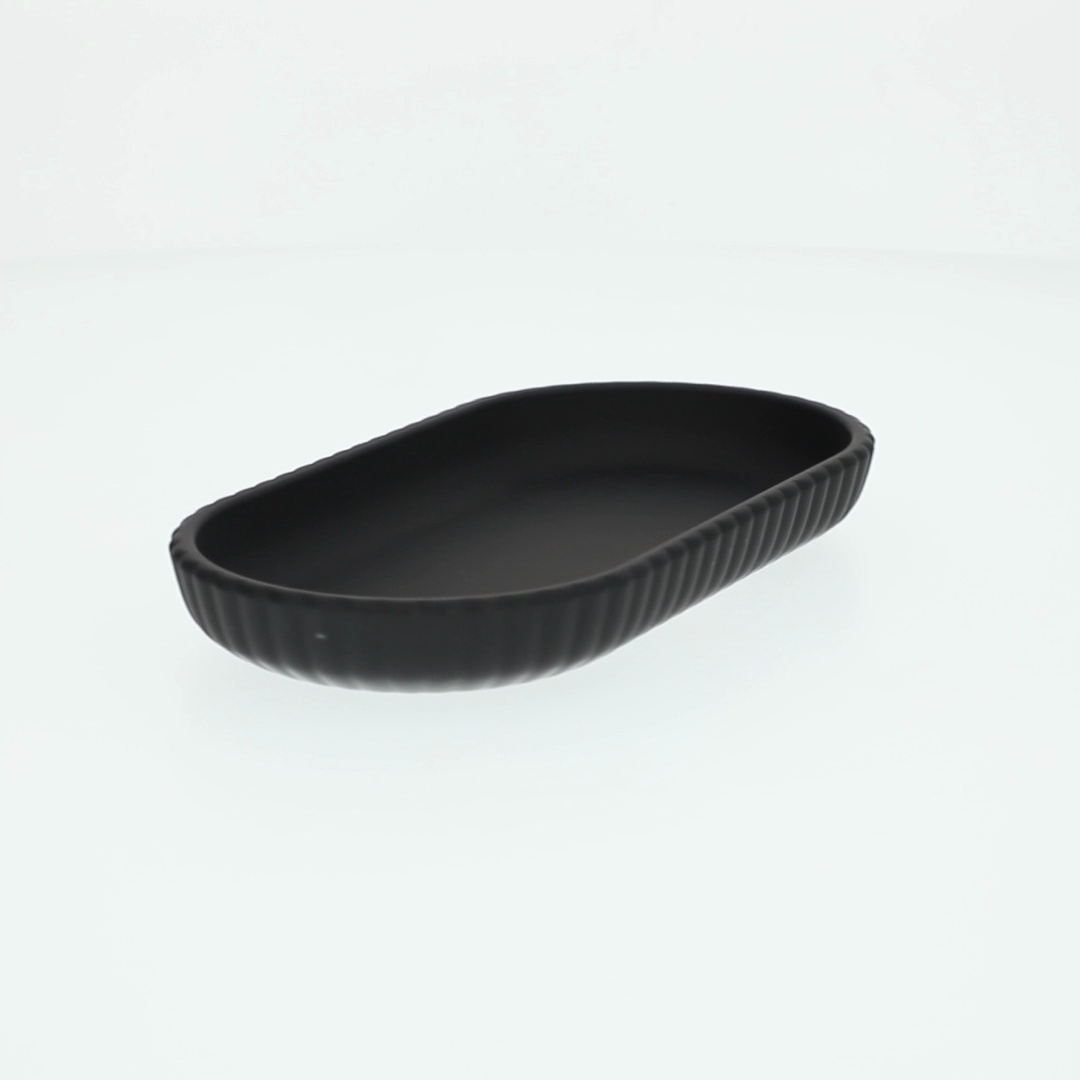 Mainstays Rubberized Plastic Ribbed Accessory Tray Black for