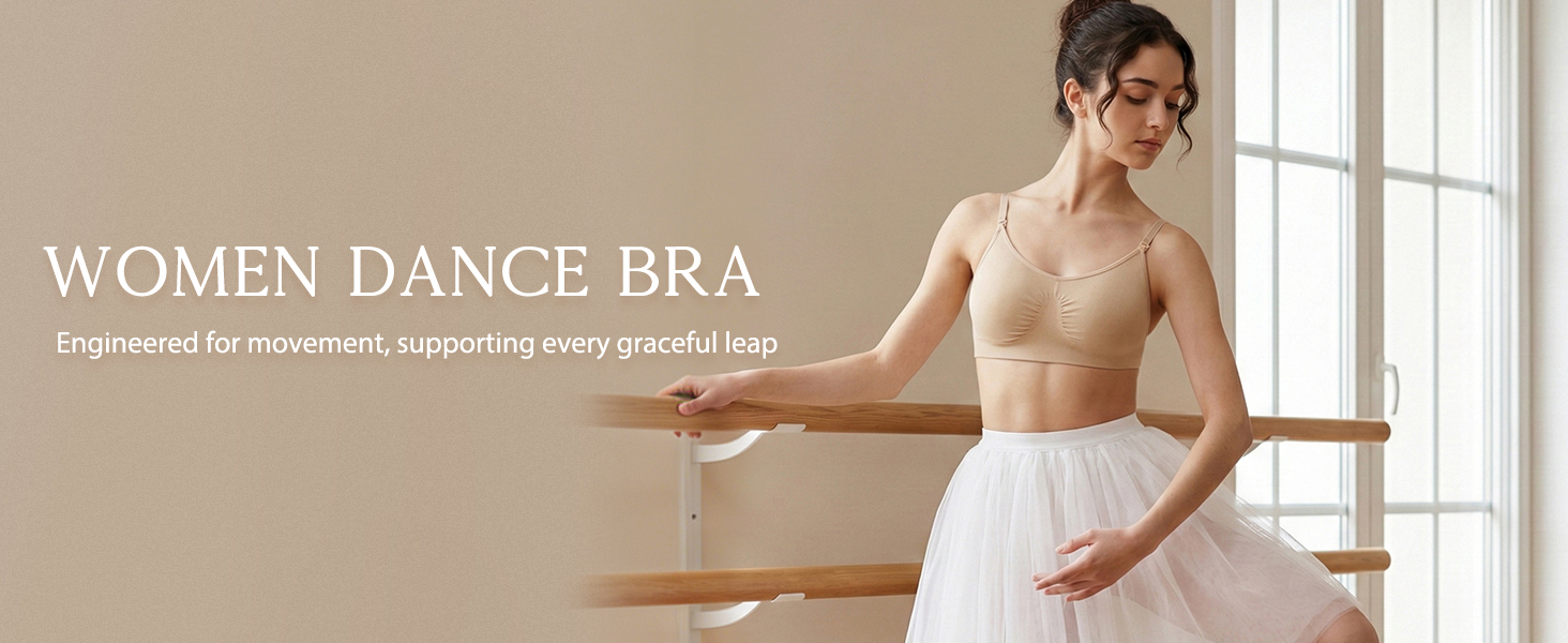 thumbnail video image 2 of Exerin Women's Low Back Bras Wirefree Unpadded Backless Dance Bra with Convertible Straps, 2 of 7