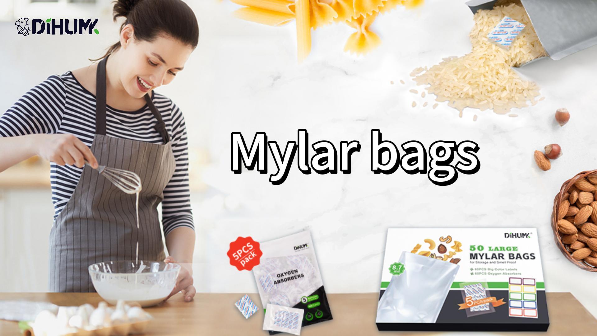 thumbnail video image 2 of 50 Mylar Bags 60x400CC Oxygen Absorbers for Food Storage Long Term 8.7 Mil Gallon Aluminum Foil 60 Stickers (14"x18", 10"x14", 8"x12"), 2 of 8