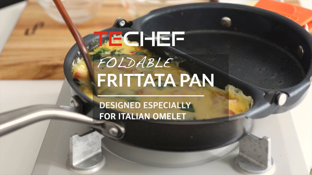 thumbnail video image 2 of TECHEF - Frittata and Omelette Pan, Double Sided Folding Egg Pan, Made in Korea, 2 of 8