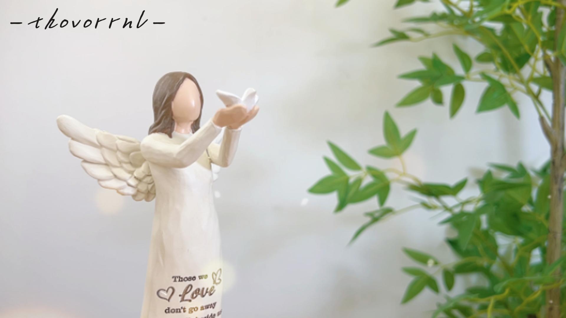 thumbnail video image 2 of thovorrnl Dove Angel Figurine, Sympathy Gift for Loss, Handcrafted Resin Memorial Statue Easter Tabletop Home Decor, Peace & Love Comfort, 2 of 9