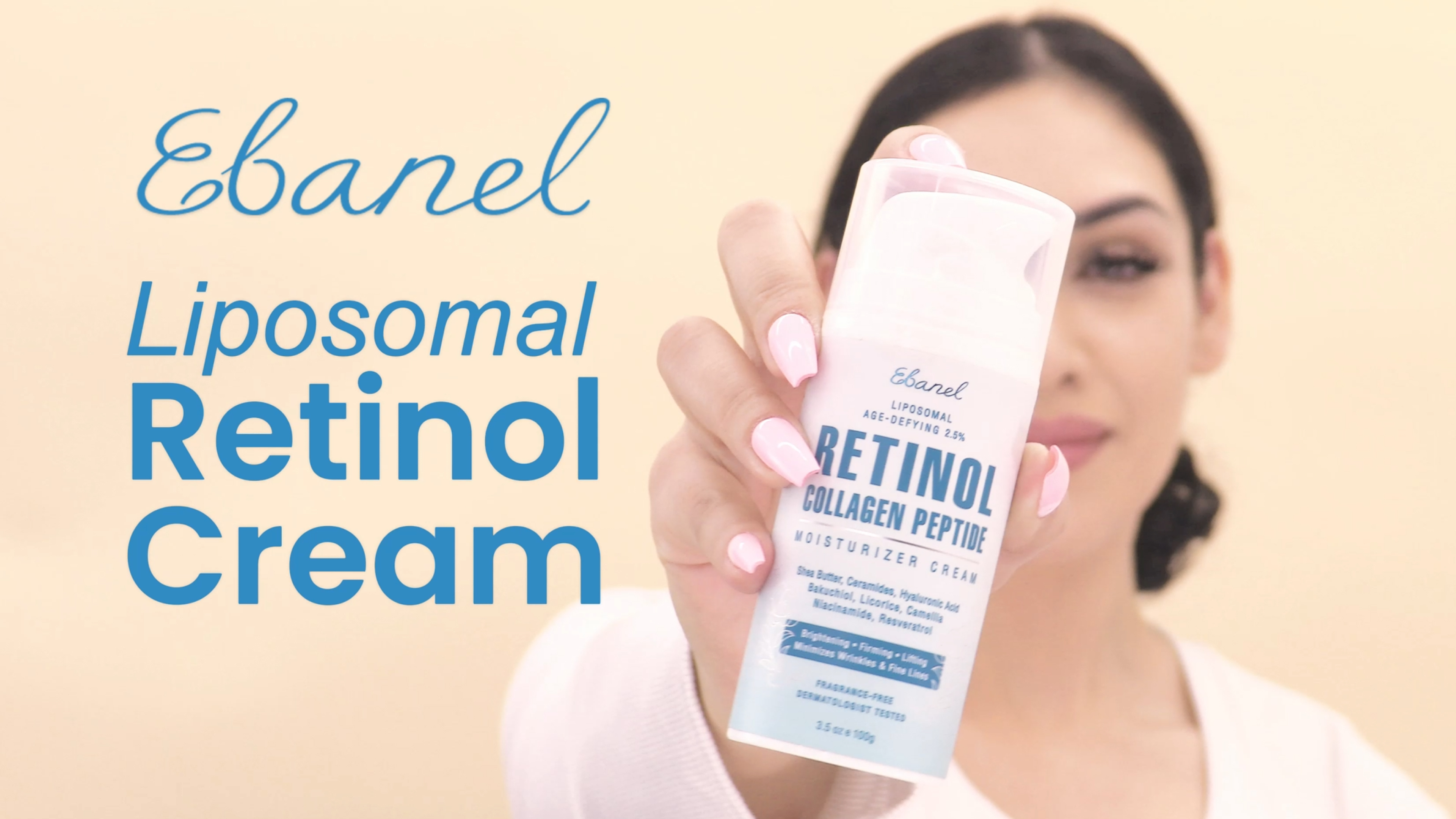 thumbnail video image 2 of Ebanel Retinol Cream for Face with Peptides, Hyaluronic Acid 3.5oz, 2 of 9