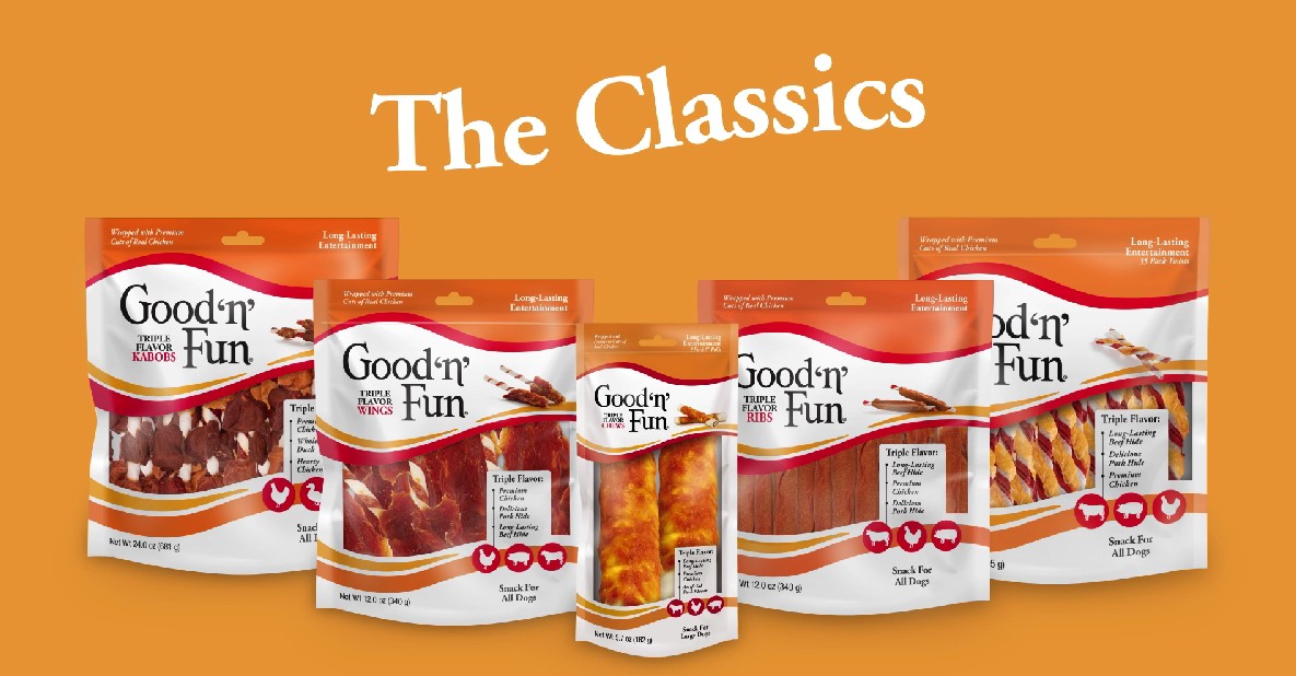 thumbnail video image 2 of Good ‘n’ Fun Triple Flavor Mini Rolls, Long Lasting Dog Chews, 8 oz, 2 of 7