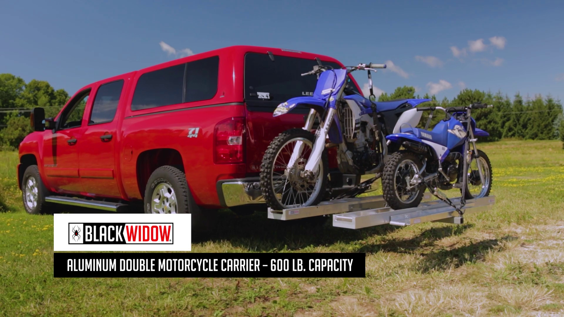 thumbnail video image 2 of Black Widow AMC-600-2 Aluminum Double Motorcycle Carrier, 2 of 7