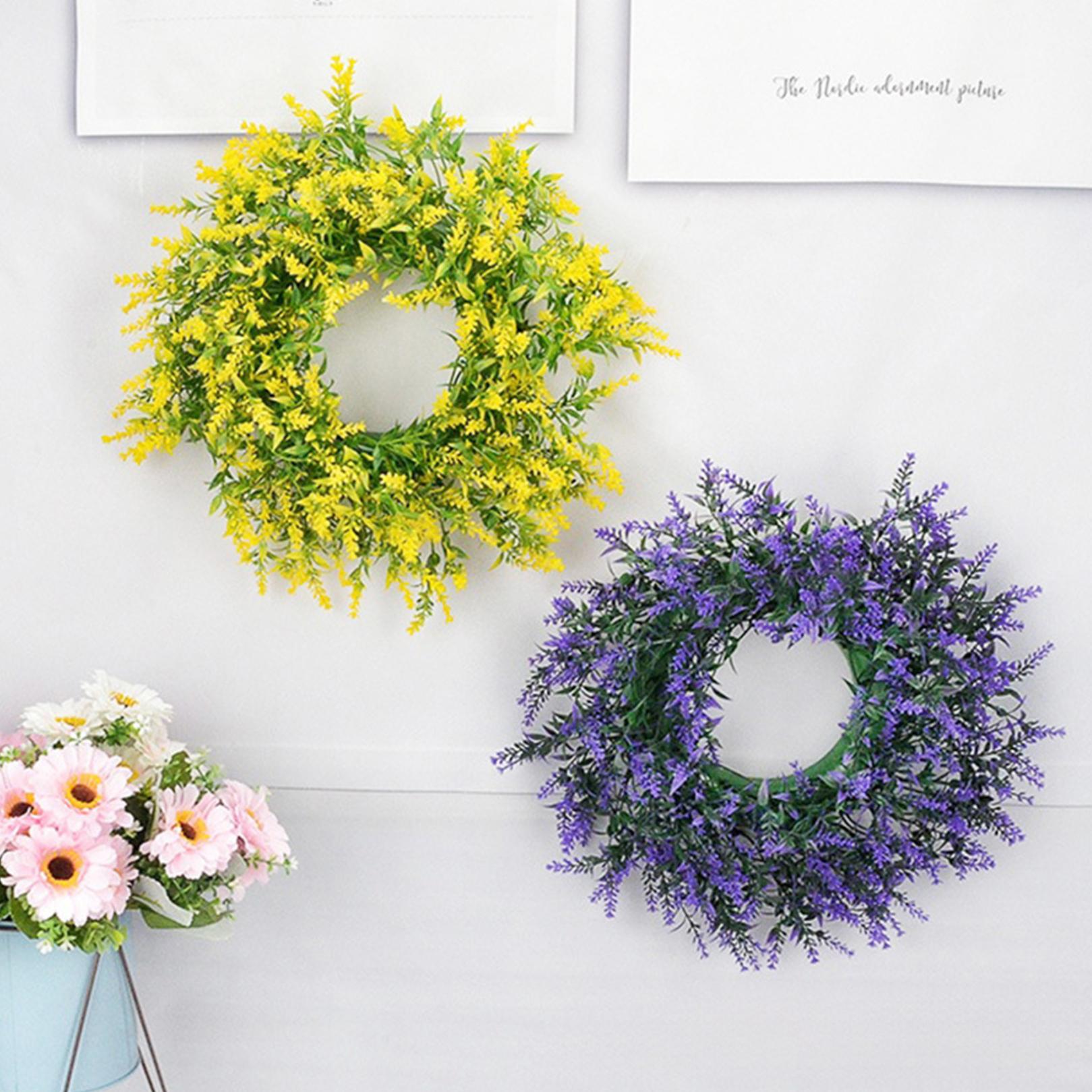 thumbnail video image 2 of 13.78 Inch Spring Wreaths for Front Door, Artificial Floral Door Wreath, Colorful Floral Wreaths for Window Front Porch Home Indoor Inside Outside Decoration(1pcs, Yellow), 2 of 9
