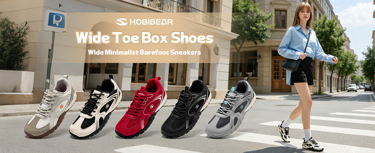 thumbnail video image 2 of HOBIBEAR Aether Wide Toe Sneakers, Breathable Barefoot-style Shoes with Thicker Soles for Men & Women, 2 of 6