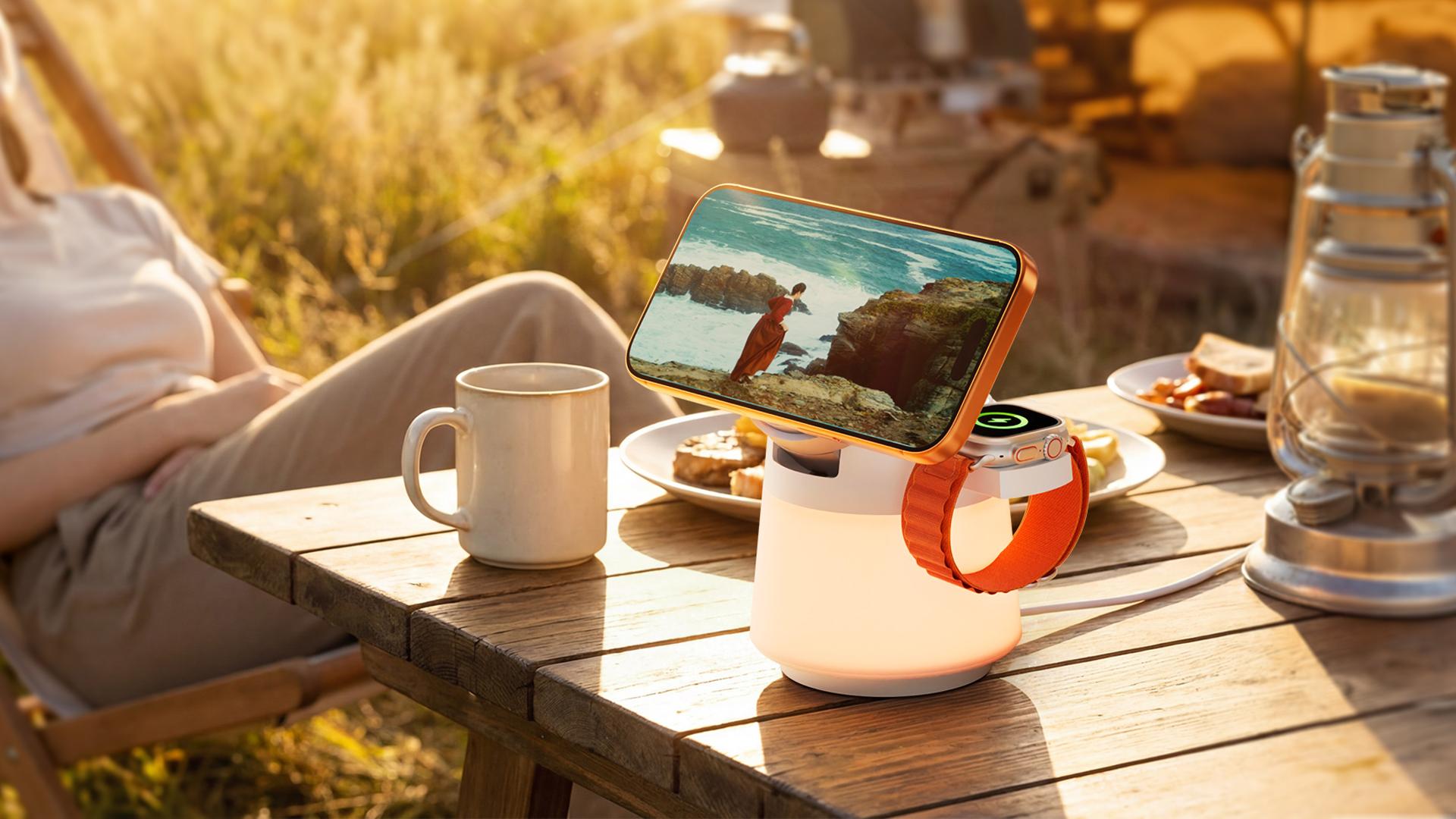 thumbnail video image 2 of Wireless Charger 3 in 1, Magnetic Wireless Charger Stand with Night Light, 360° Rotation Portable Travel Charging Station Multiple Devices for iPhone 17/16/15/14/13/12, Apple Watch, AirPods Pro 3, 2 of 9