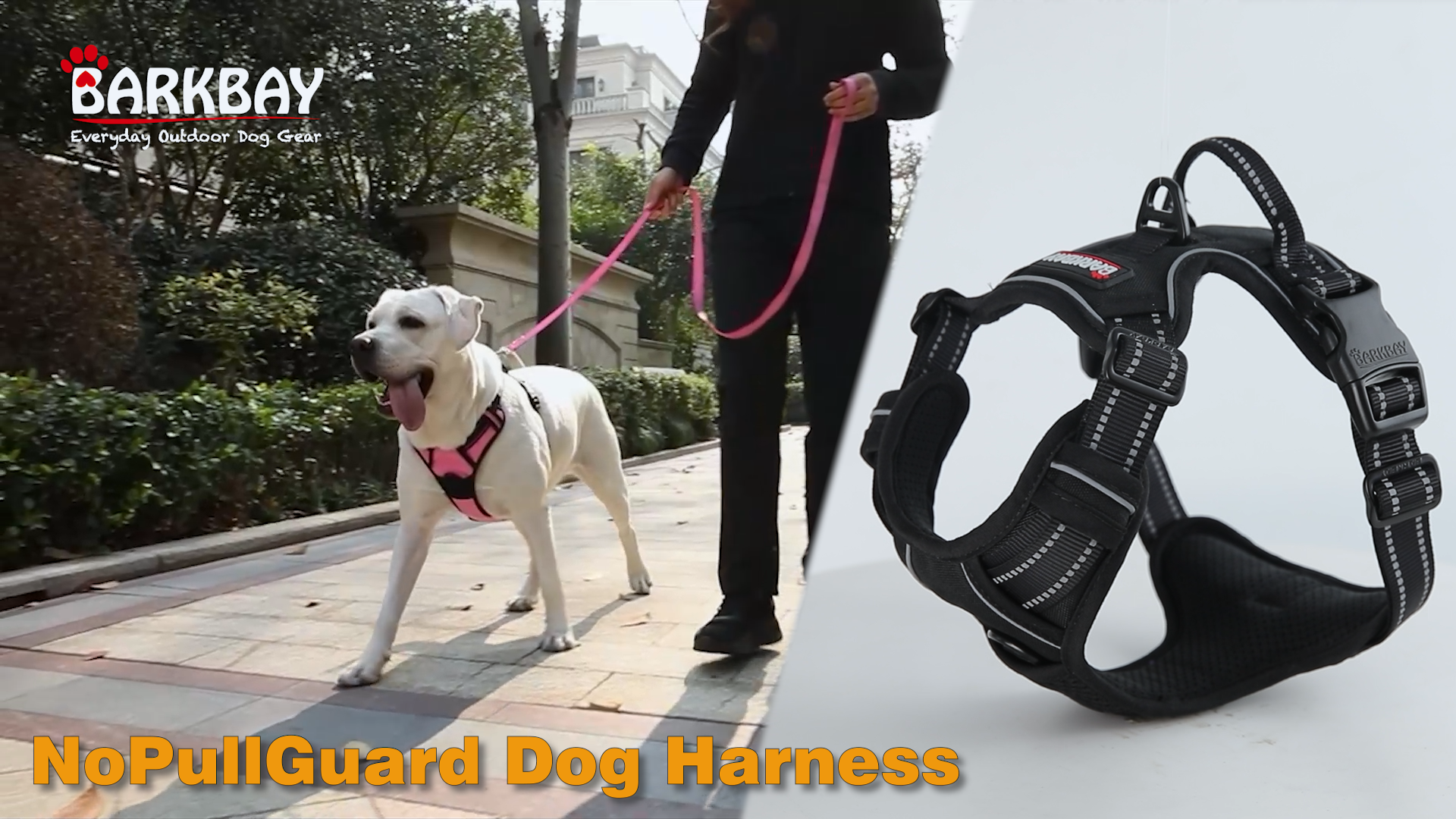 thumbnail video image 2 of BARKBAY No Pull Dog Harness Front Clip Heavy Duty Reflective Easy Control Handle for Large Dog Walking(Black,L), 2 of 11