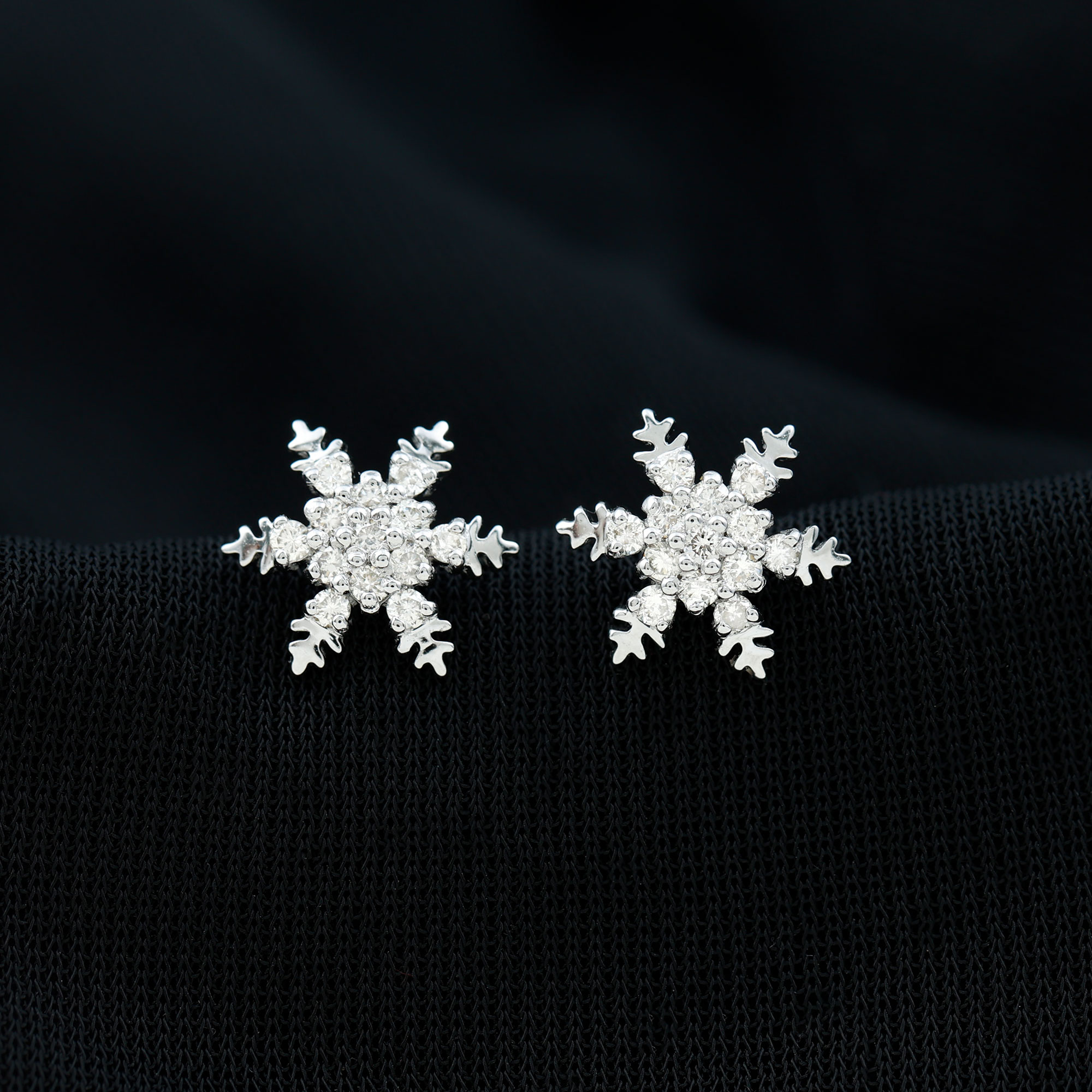 thumbnail video image 2 of Rosec Jewels Elegant Moissanite Stud Earrings for Women, Snowflake Earrings (D-VS1 Quality), 925 Sterling Silver, 2 of 9