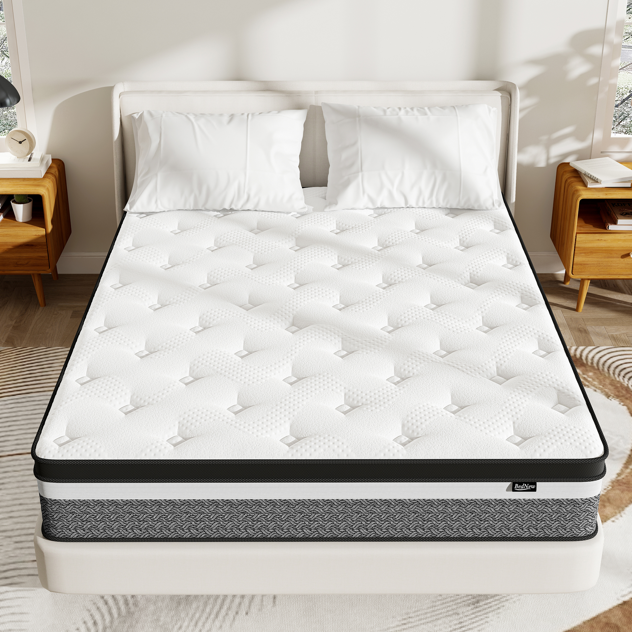 thumbnail video image 2 of Bednew 14" Hybrid Mattress with Gel Memory Foam & Individual Pocket Springs, Twin Mattress in a Box, 2 of 8