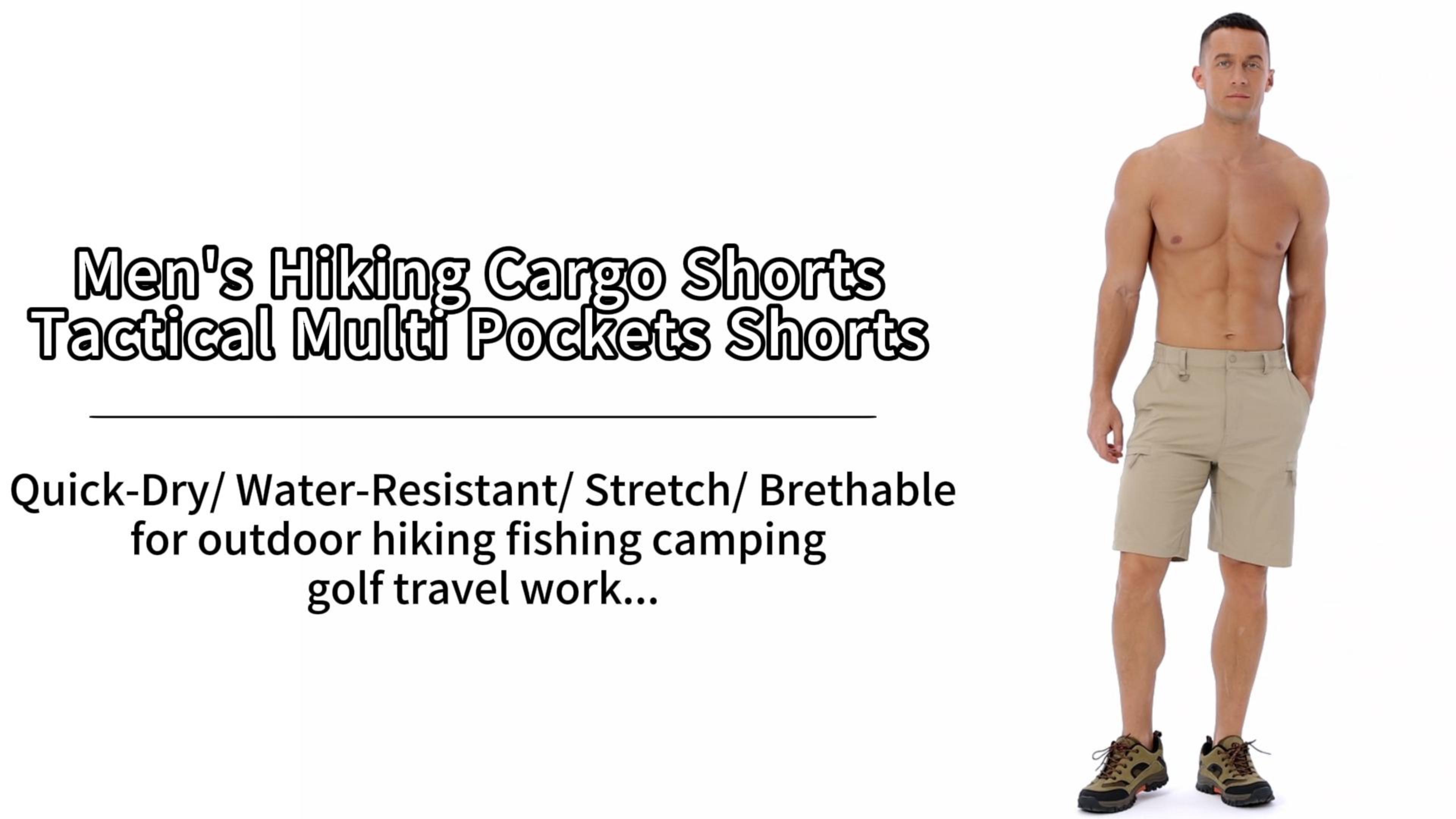 thumbnail video image 2 of TACVASEN Men's Cargo Quick Dry Shorts Outdoor Fishing Casual Lightweight Shorts Blue Dark 38, 2 of 7