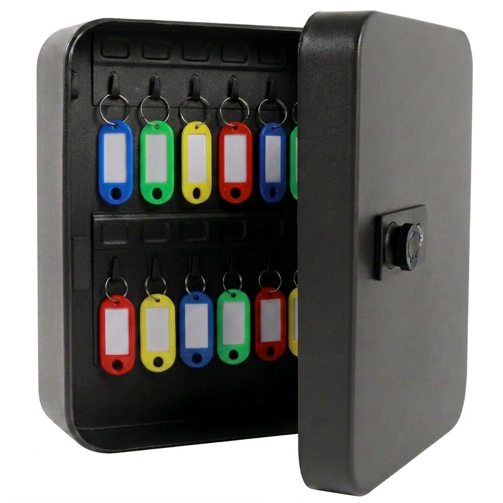 20 Key Cabinet Wall Mount with Combination Lock, Heavy Duty Steel Key ...