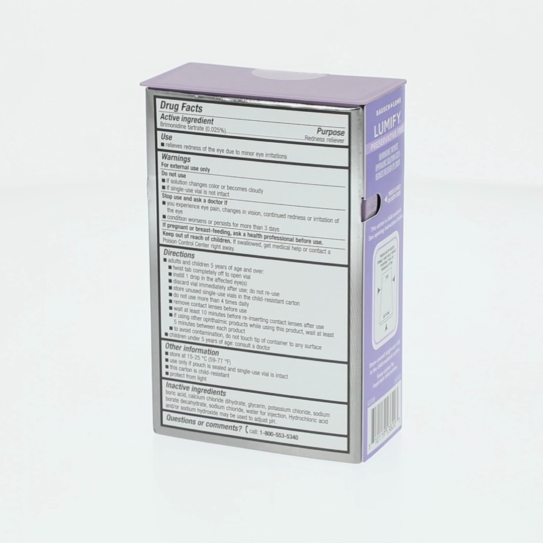 2 pack) LUMIFY Preservative Free Redness Reliever Eye Drops, For