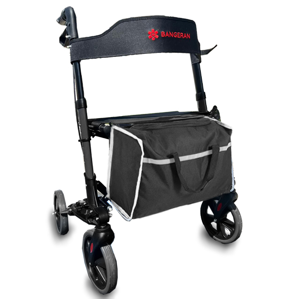 thumbnail video image 2 of All Terrain 4 Wheel Foldable Lightweight Outdoor Rollator Walker with Ergonomic Seat - 18 lbs Compact Rolling Walkers for Seniors, Adults & Elderly - Dark Gray, 2 of 7