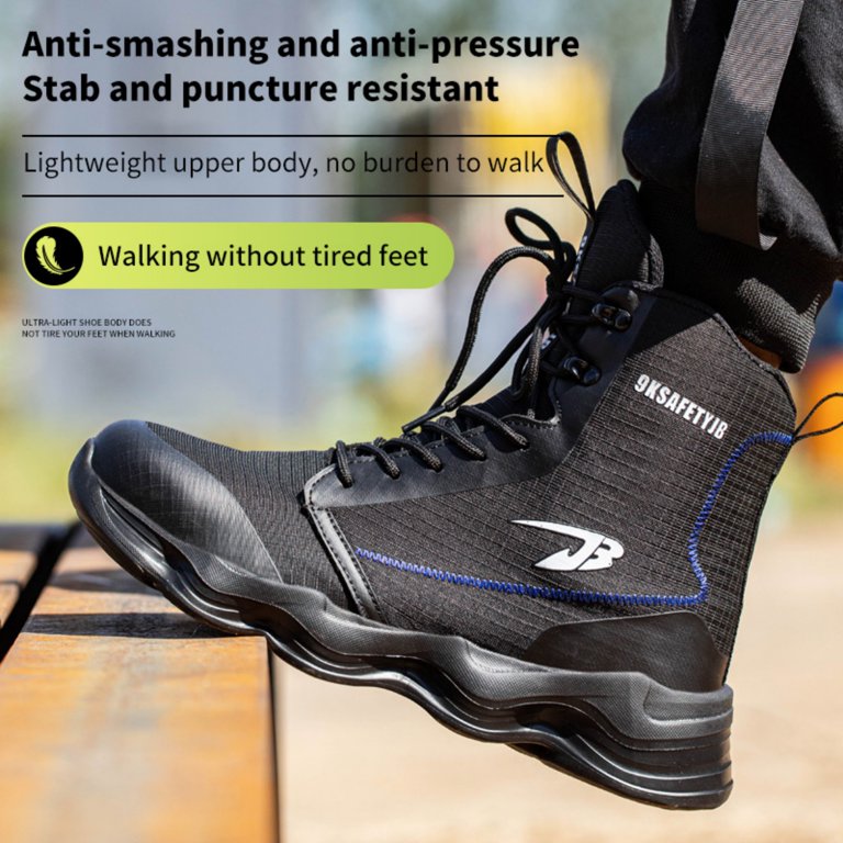 Men\'s Safety Ankle Boots Steel Toe Shoes Anti Smashing Breathable Work Casual 11 AM Shoes Winter Leather Mens Casual Lace Up Work Boot, Brown  main image 4