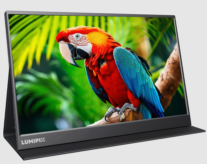 thumbnail video image 2 of 15.6 Inch Portable Monitor 1080P FHD IPS Gaming Display Monitor with USB-C & HDMI Light Weight Ultra-Slim External Second Screen with Smart Cover & Speakers for Laptop，PC, Mac, Phone, PS5, Switch, 2 of 8