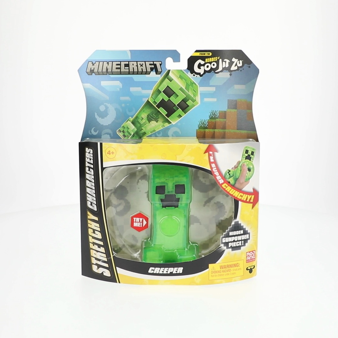 Figura Goo Jit Zu Minecraft Creeper | 11 Cm Super Elastico | Texture Scricchiolante Con Elemento Nascosto