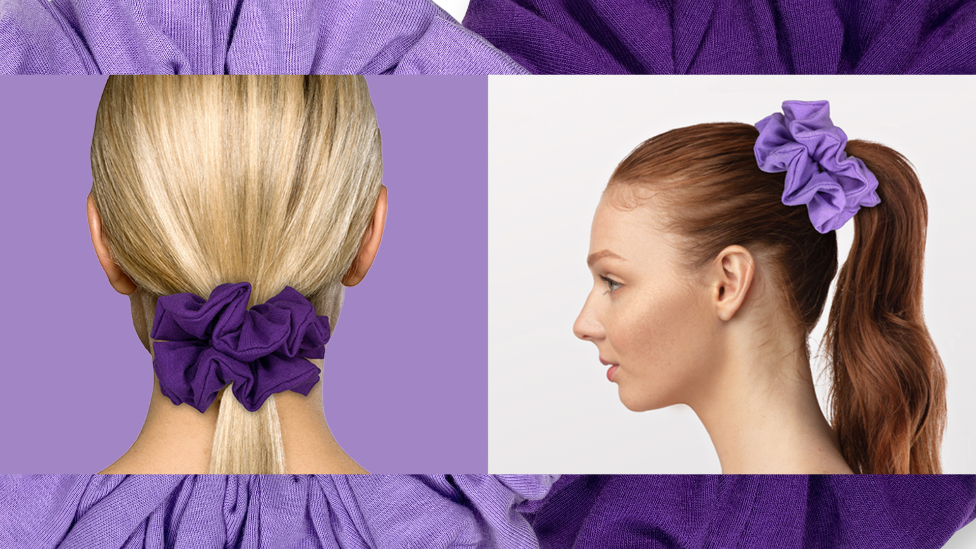 thumbnail video image 2 of Scrunchies Cotton Knit Jumbo Size 3-Pack Ponytail Holder Made in USA Scrunchie King Rose, 2 of 6