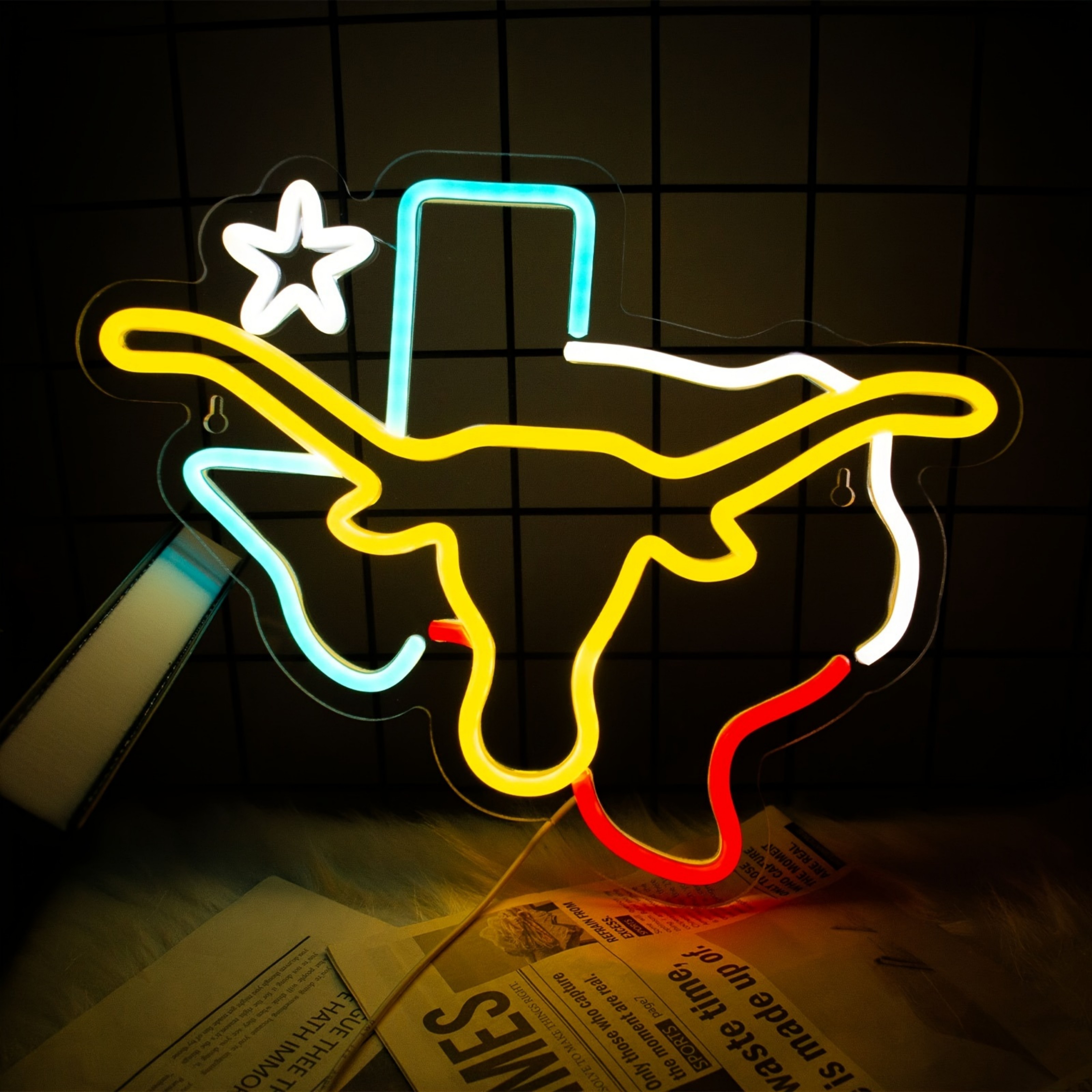 thumbnail video image 2 of UPONRAY Longhorn Neon Signs, 14.8"*11.8" Dimmable & USB-Powered LED Neon Light, Stylish Wall Decor for Bedroom, Party, Game Room, Man Cave, Bar, 2 of 9