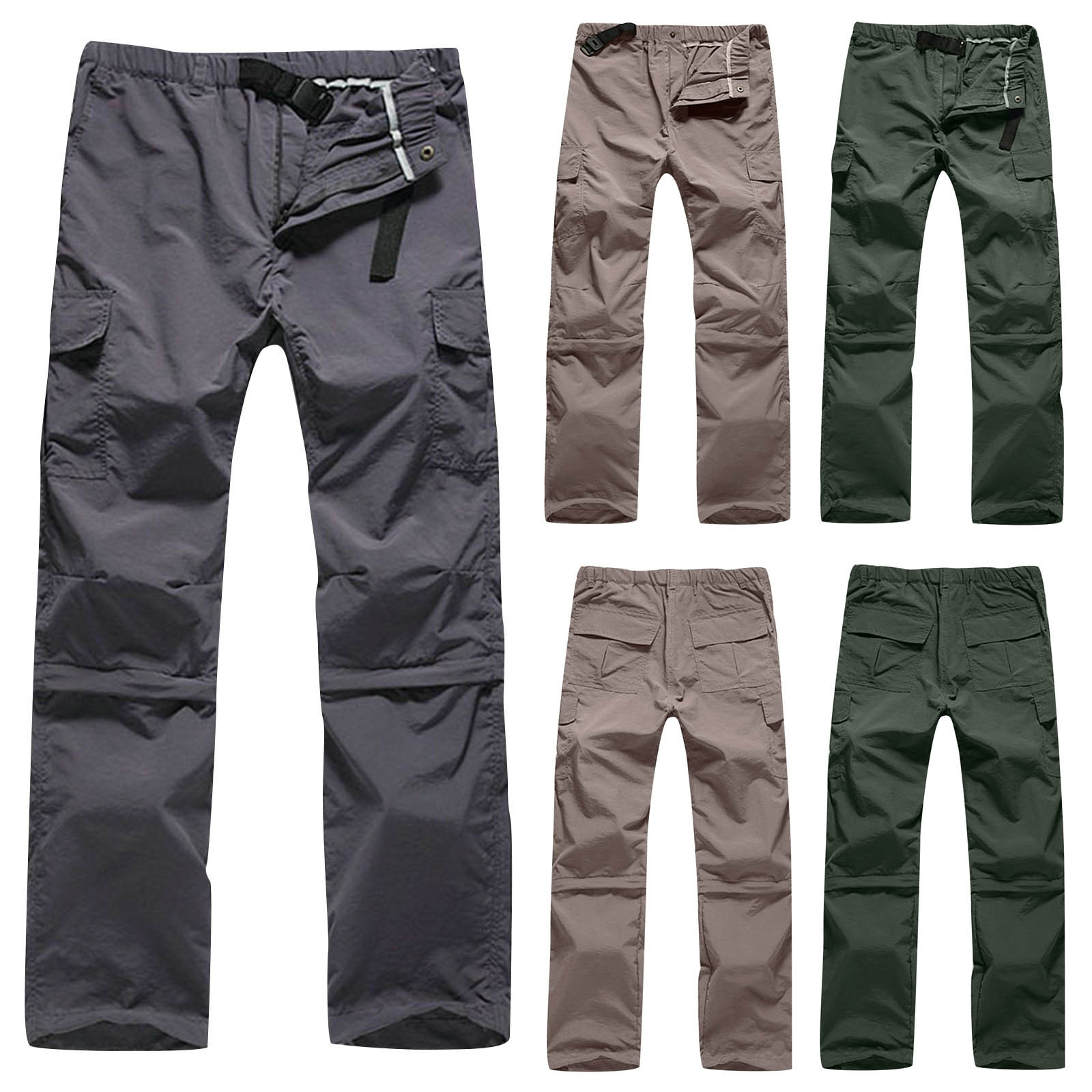thumbnail video image 2 of WREESH Men's Cargo Pants Solid Casual Button Zipper Multiple Pockets Outdoor Straight Type Fitness Pants Trousers Olive Green, 2 of 9