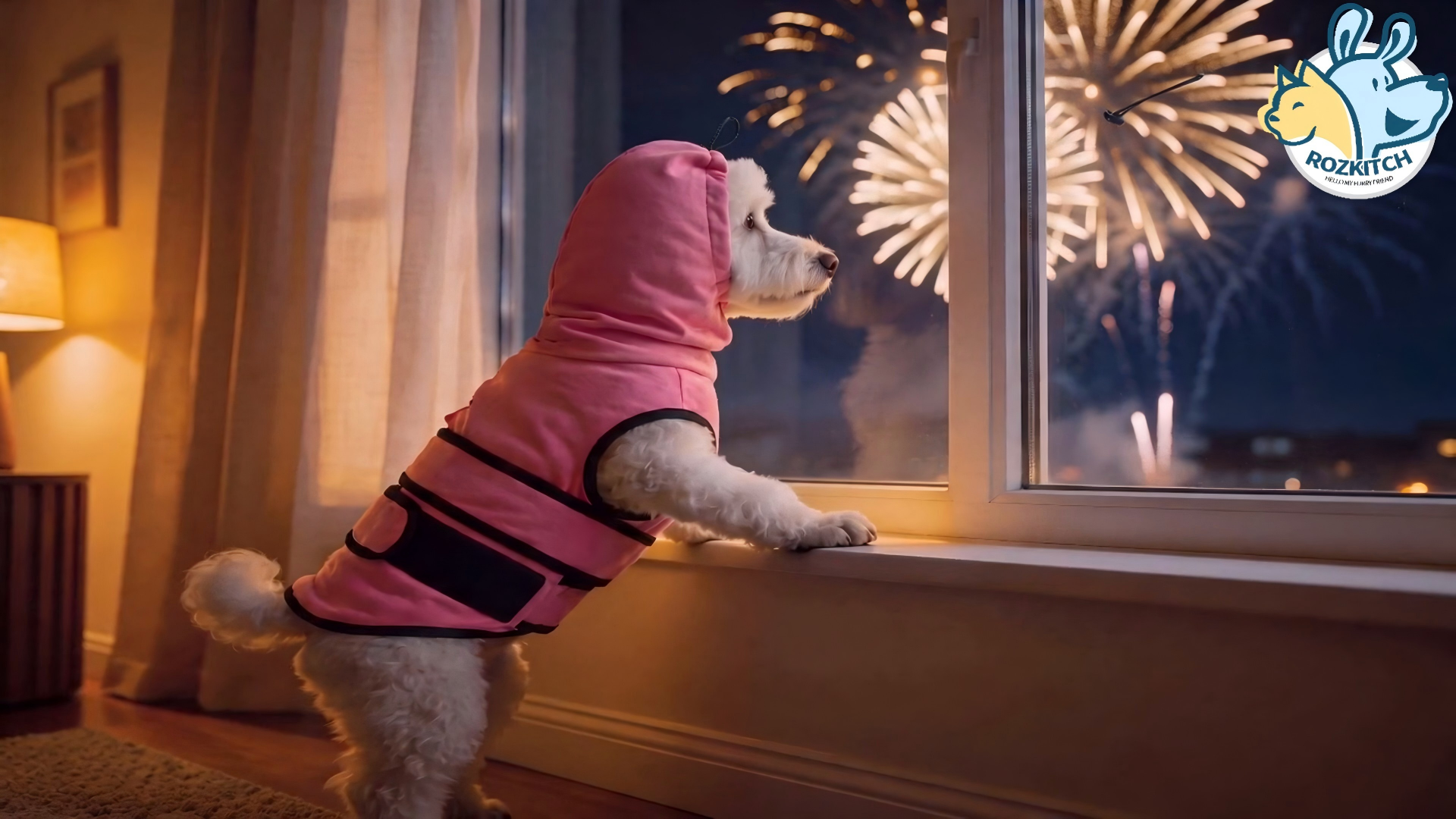 thumbnail video image 2 of ROZKITCH Dog Anxiety Vest with Hood,Adjustable Thunder Jacket for Small Dogs,Comfort Dog Calming Vest for Fireworks,Thunderstorms,Separation and Vet Visit,NavyBlue,XS, 2 of 7